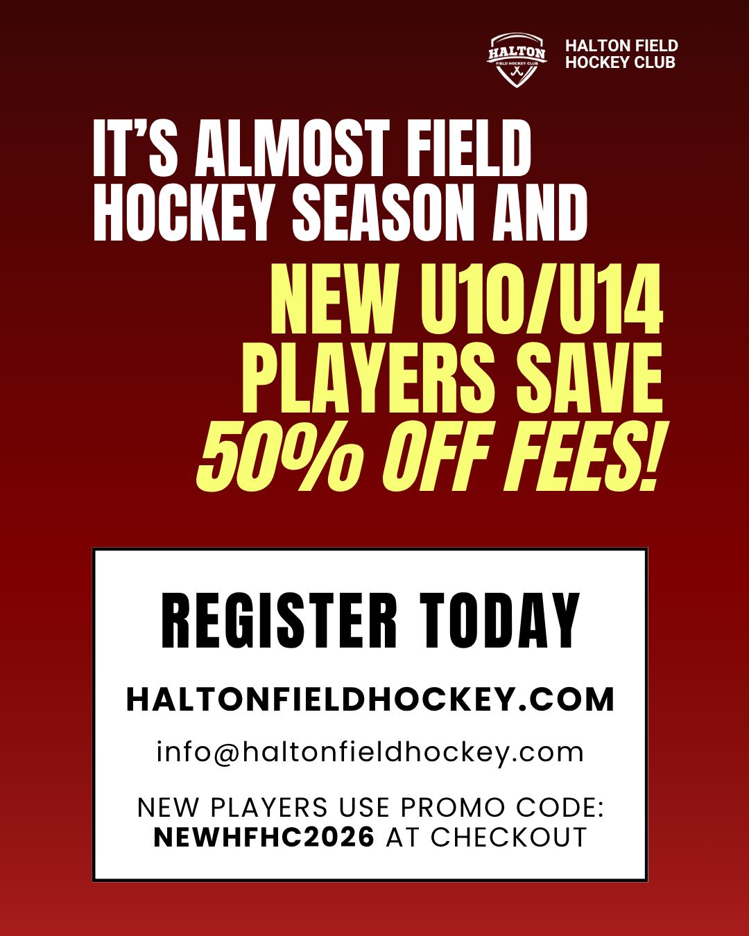 โญ 50% OFF EXTENDED โญ
We're looking for kids aged 6-14 who would like to learn how to play field hockey ๐ and parents who want to save half the cost of registration fees๐ฒ!
We have an amazing promo running right now for NEW U10/U14 PLAYERS. Use code *NEWHFHC2026* at checkout to *save 50% off* your first season fees.
House League kicks off April 18th. Players of ALL LEVELS are welcome!!
๐ www.haltonfieldhockey.com
๐ง info@haltonfieldhockey.com
#youthsports #halton #haltonfieldhockey @haltonthrashers