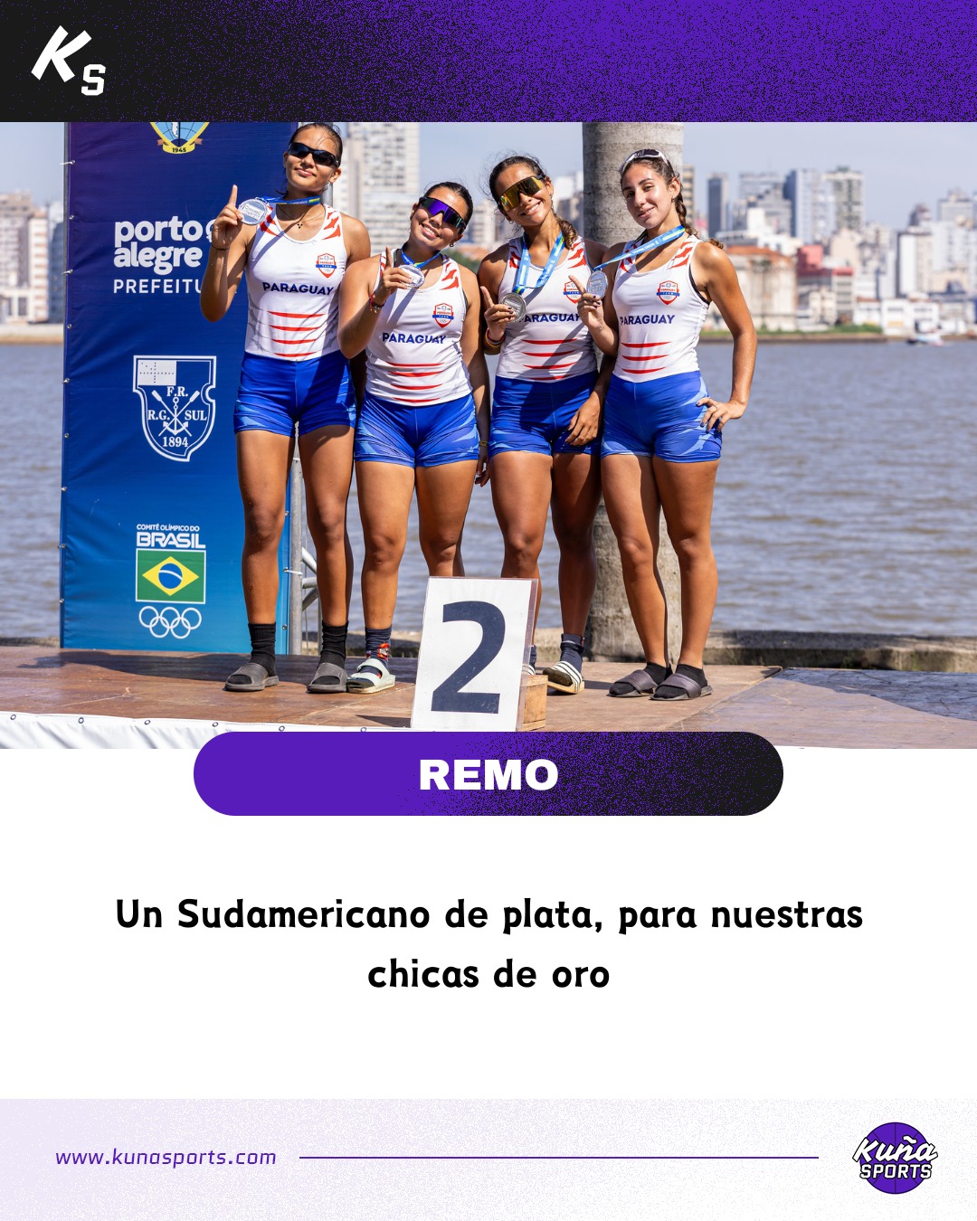¡Cosechando medallas!😎
🚣🏻♀️Decir que el remo femenino paraguayo es garantía de medallas no es ninguna novedad.
🇵🇾Competencia a la que asiste el Team Paraguay, las chicas retornan con gran cantidad de medallas.
🏅El Sudamericano realizado en Porto Alegre no fue la excepción: de 4 preseas ganadas, 3 lo lograron ellas.
⬇️Fueron dos de plata y una de bronce, distribuidas de la siguiente manera:
🥈Agustina López (Single Femenino Junior)
🥈Martina Noguera, Victoria Giménez, Mía Miranda y Agustina López (Cuádruple Femenino Junior)
🥉Victoria Giménez y Agustina López (Doble Femenino Junior
🙋🏻♀️Mención especial para Agus, que estuvo en todos los podios.
👏🏻¡Felicitaciones chicas! El futuro está en buenas manos.
📸Richard Ducker/@remobrasil.
#KuñaSports💜