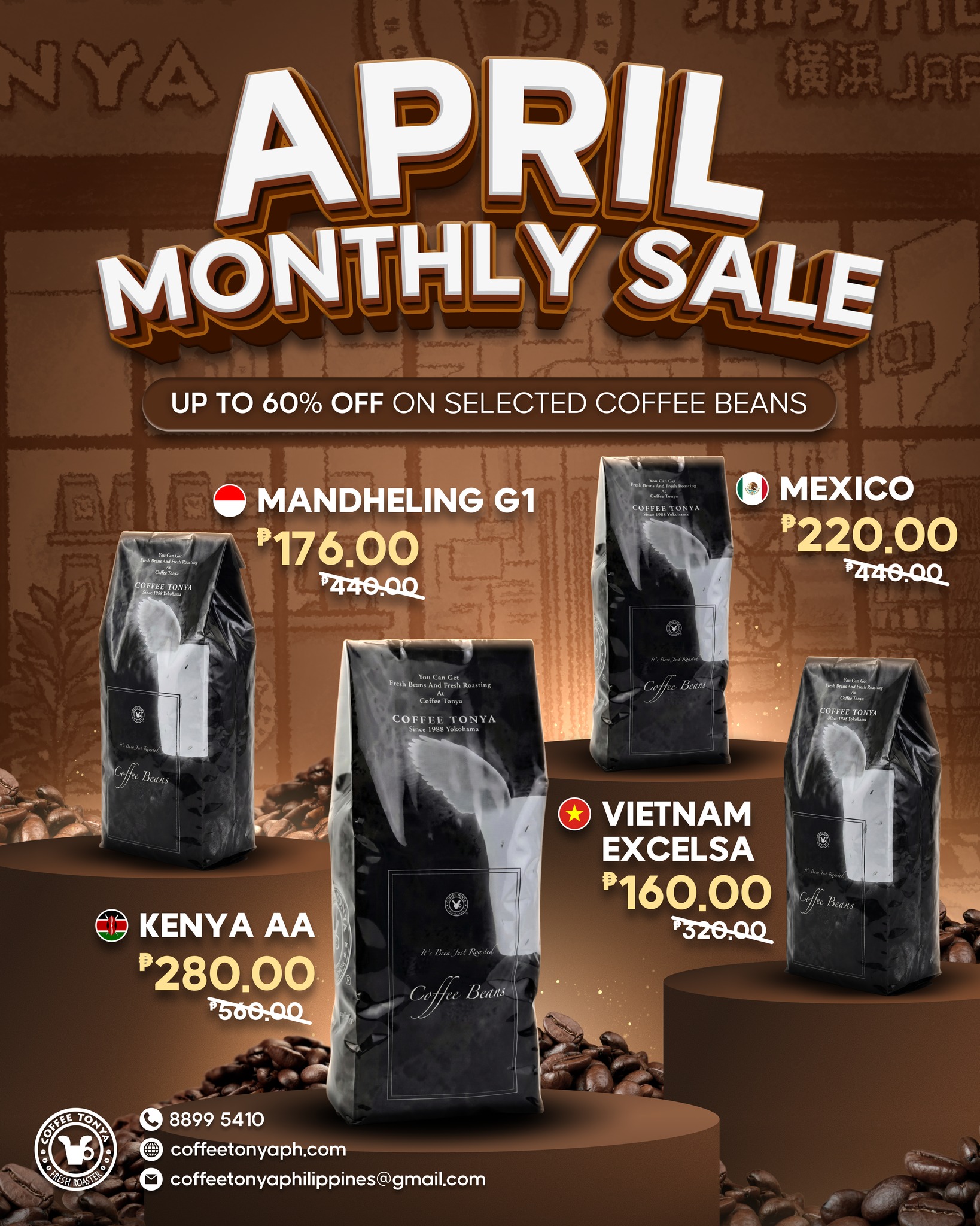 April savings are officially brewing! āāØ
Treat yourself to world-class flavors without breaking the bank. For our April Monthly Sale, we are giving you up to 60% OFF on selected premium coffee beans!
#CoffeeTonyaPH #AprilMonthlySale