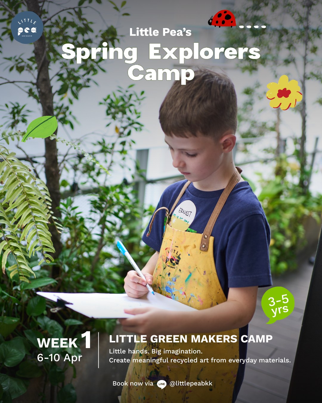 🌿✨ Spring Explorers Camp kicks off soon! Here’s what your little ones can look forward to in Week 1 (6 – 10 Apr) — a week filled with creativity, discovery, and hands-on fun.
♻️ Little Green Makers Camp (3 – 5 yrs)
Little ones will transform everyday materials into magical creations through recycled art and sensory play — nurturing creativity and eco-friendly thinking along the way.
🧈 From Farm to Feast Camp (6 – 9 yrs)
A delicious journey from farm to table! Kids will explore ingredients, learn where food comes from, and create thoughtful plant-powered dishes.
💥 Book now via Link in Bio or Line @littlepeabkk
____________
🌿✨ Spring Explorers Camp ใกล้เริ่มแล้ว! มาดูกันว่าเด็กๆ จะได้เจอกับอะไรบ้างในสัปดาห์ที่ 1 (6 – 10 เม.ย.) สัปดาห์แห่งความคิดสร้างสรรค์ การค้นพบ และความสนุกจากการลงมือทำ
♻️ Little Green Makers Camp (3 – 5 ปี)
ชวนเด็กๆ เปลี่ยนวัสดุใกล้ตัวให้กลายเป็นผลงานสุดมหัศจรรย์ ผ่านงานสร้างสรรค์จากวัสดุรีไซเคิลและการเล่นแบบสัมผัส พร้อมปลูกฝังความคิดสร้างสรรค์และความใส่ใจสิ่งแวดล้อมไปพร้อมกัน 🌱
🧈 From Farm to Feast Camp (6 – 9 ปี)
การเดินทางแสนอร่อยจากฟาร์มสู่จานอาหาร! เด็กๆ จะได้รู้จักวัตถุดิบ เรียนรู้ที่มาของอาหาร
และลงมือสร้างสรรค์เมนูจากพืชอย่างตั้งใจและสนุกสนาน
💥 จองเลยผ่าน Link in Bio หรือ Line @littlepeabkk
____________
#LittlePeabkk #LittlePea #theCOMMONSbkk #LittlePeaSpringExplorersCamp #WildEasterRumpus