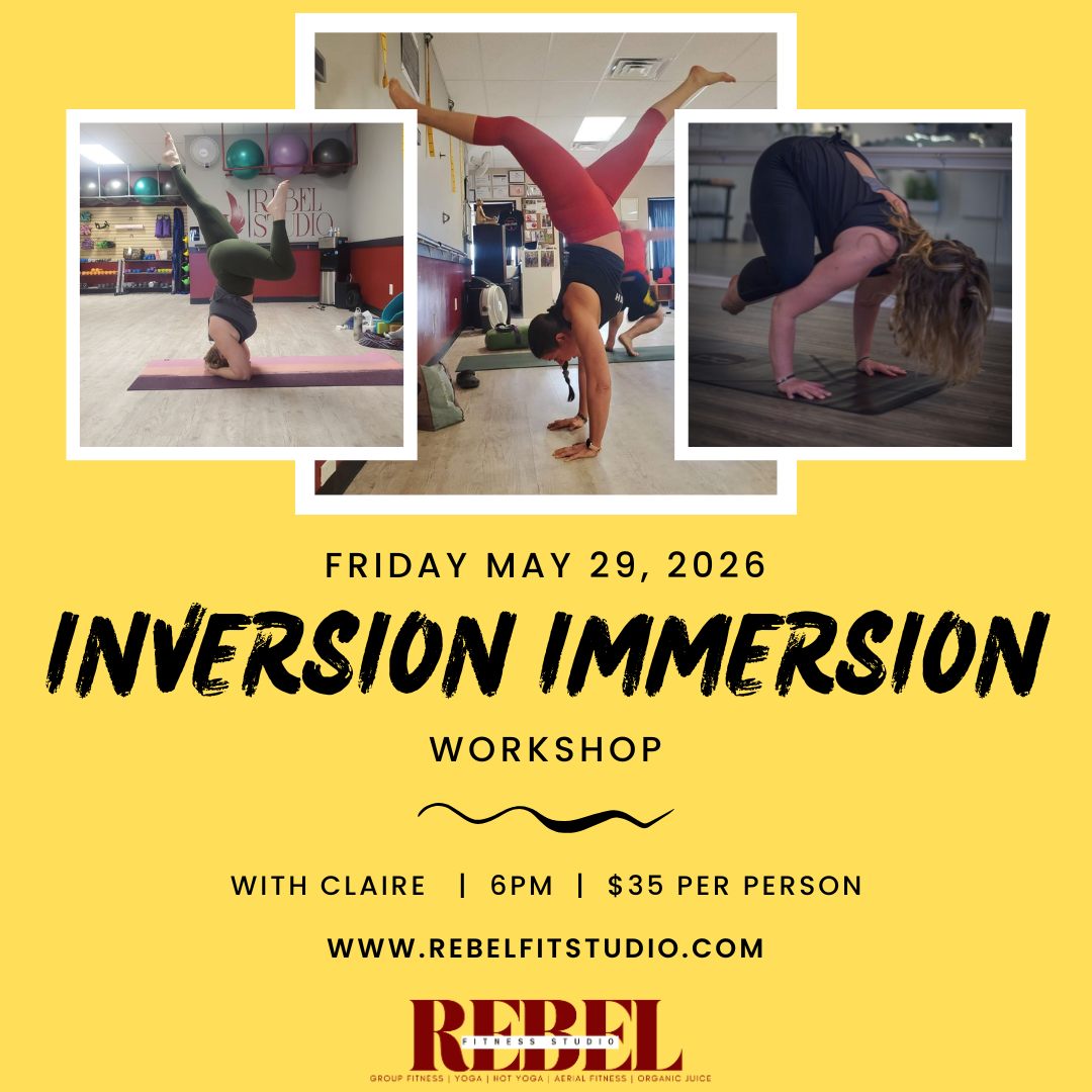 Join Claire for a 2-hour Inversion Immersion Workshop on Friday, May 29th at 6pm! Learn how to safely approach and advance your yoga practice through the fundamentals of inversions. We’ll begin with a grounding flow to prepare the body, then break down a variety of inversion postures to help you grow with confidence. Inversions can help relieve stress, ease back pain, improve circulation, and build core and arm strength — all while shifting your perspective. Tickets are $35 per person and space is limited to just 10 participants.
#hotyogalife #rebelfitstudio #rebelsalwaysrise #avonin #hendrickscountyindiana #brownsburgindiana #danvillein #plainfieldindiana #yogaisforeverybody #ShopSmall #yogaeverydamnday #317yogis