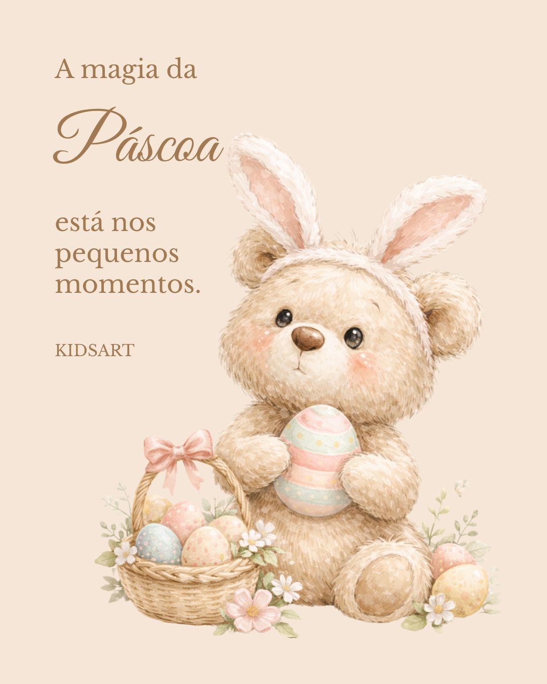 🌿✨ Páscoa é recomeço… mas também é presença.
No meio da correria, dos preparativos e das mesas bonitas, há algo que realmente fica:
os momentos simples.
O riso das crianças,
as mãos sujas de chocolate,
os abraços sem pressa.
Porque no final…
não são os detalhes perfeitos que ficam na memória,
são os sentimentos que conseguimos viver.
Que esta Páscoa seja leve, verdadeira e cheia de significado 🤍
Que haja tempo para o que importa: estar, sentir e partilhar.
Feliz Páscoa 🐰🌷