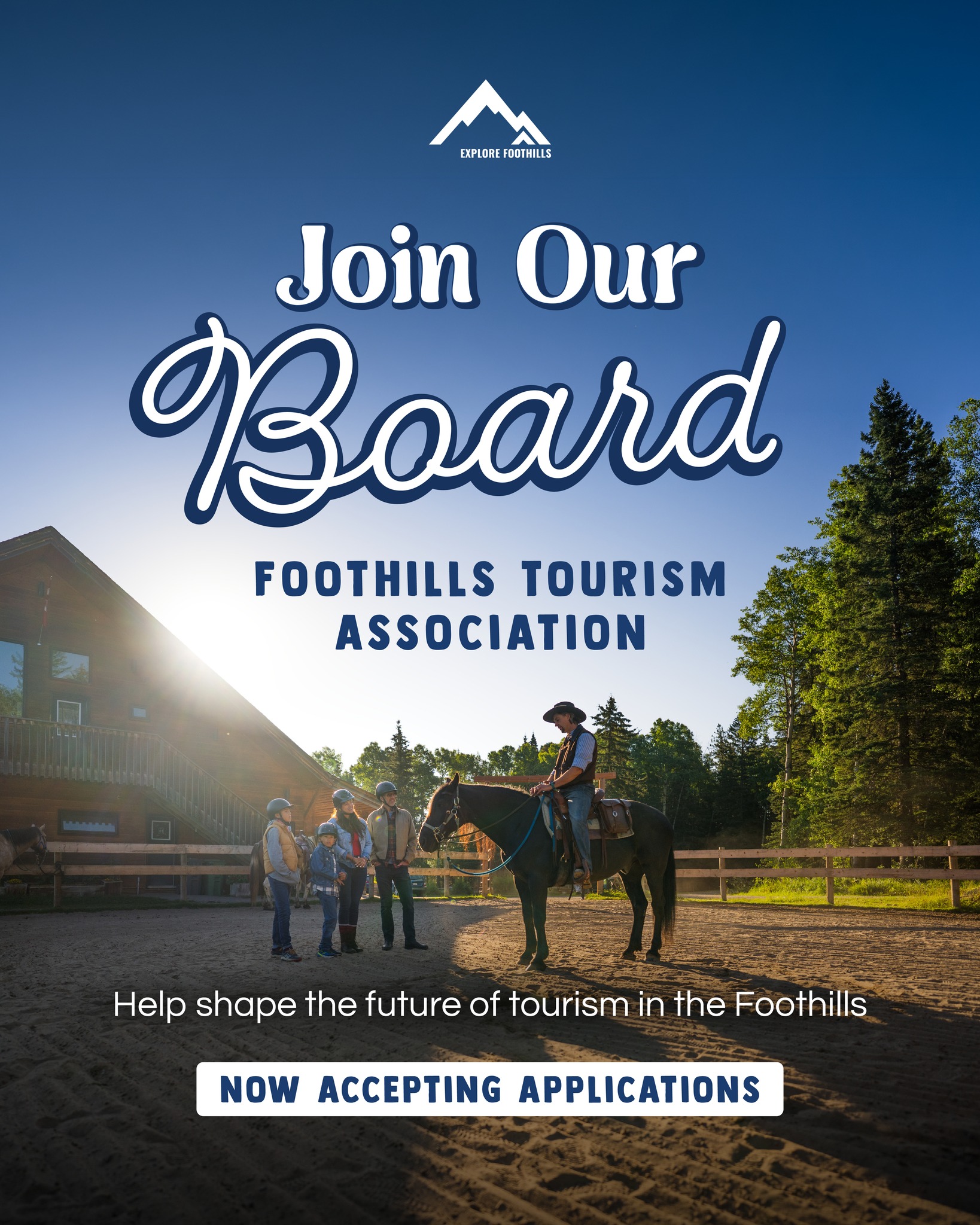 Foothills Tourism Association is looking for passionate leaders to join our Board of Directors.
This is more than a traditional board role — it’s a volunteer working board. Our directors play an active role in shaping and supporting tourism development across the Foothills.
We’re looking for individuals who:
• Care deeply about the local tourism economy
• Bring insight, energy, and a collaborative mindset
• Are willing to contribute both at a governance level and through hands-on involvement
If you’re invested in the future of tourism in our region and want to help move it forward, we’d love to hear from you.
