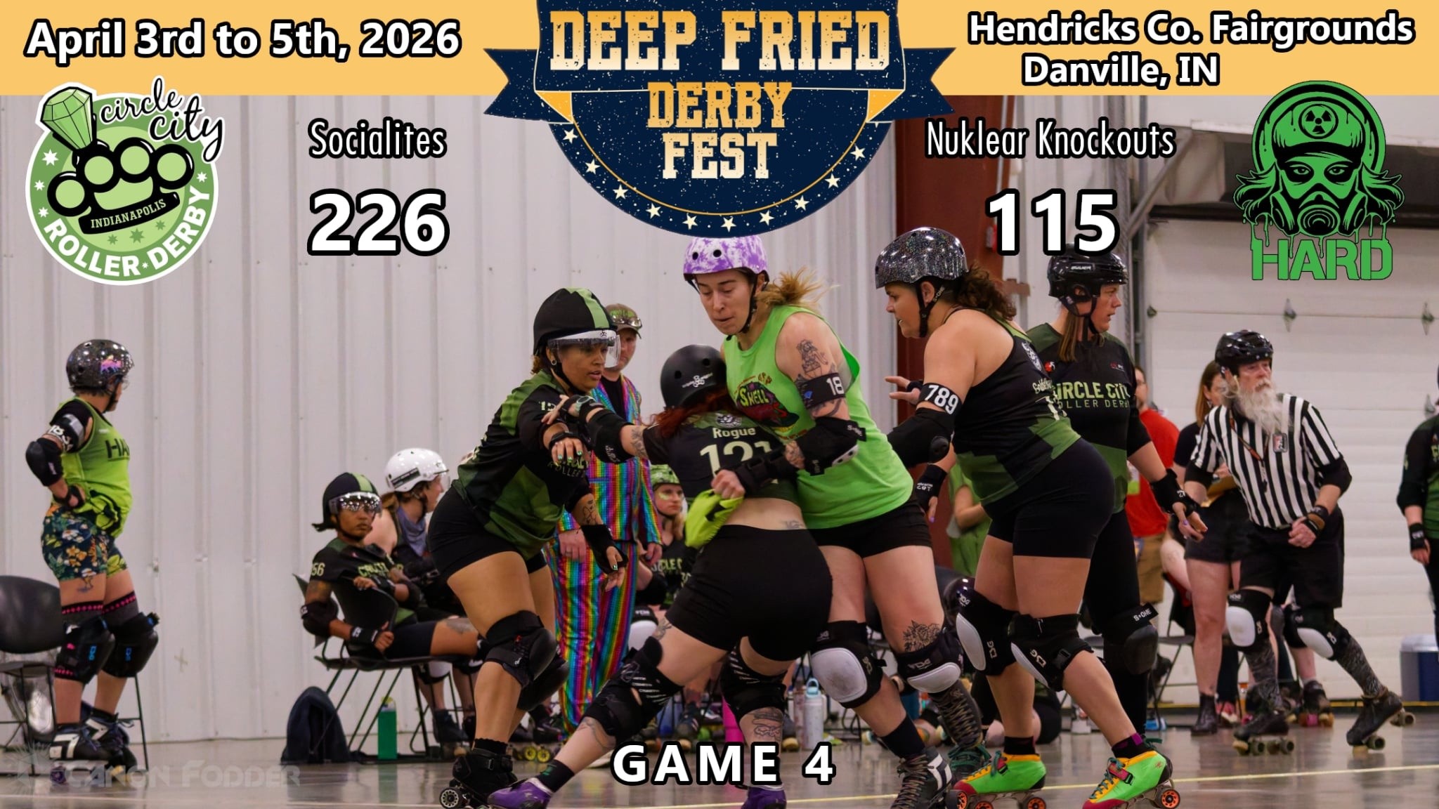 I can't tell you how fun these games have been today!! Game 5 starts soon, keep cheering everyone on!
#deepfriedderbyfest #circlecityrollerderby #rollerderby
@canonfodderderby 📸