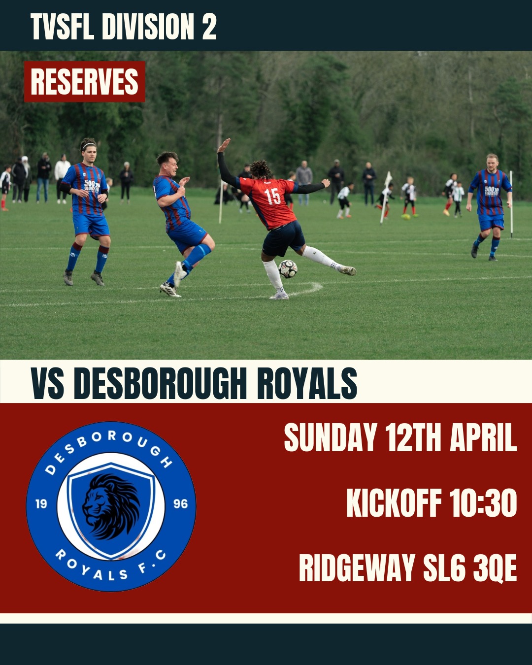 In the last game before the cup final, the ressies will battle it out in a local derby with Desborough Royals. COYN!
🆚 @desboroughroyalsfc
📍 Ridgeway SL6 3QE
🏆 TVSFL Div 2
🕥 KO 10:30
#COYN #MoreThanJustSundayLeague #Sundayfootball #Sundayleague #ThamesValley #TVSFL #TVCWFL #MaidenheadNomads #MNFC #Maidenhead #WomensFootball #WSL #Football #Social #Amateur