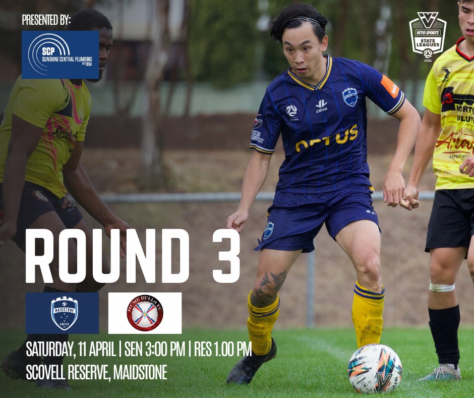 🔥 BACK HOME THIS SATURDAY 🔥
Maidstone football is back where it belongs… Home ⚽💙⚽
Round 3. Big clash. Let’s get loud.
🆚 Hume Bulls
📆 Saturday, 11 April
🕒 3:00pm (Res: 1:00pm)
📍 Scovell Reserve
#weareMAIDSTONE