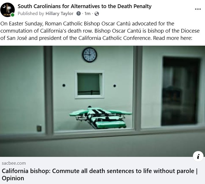 On Easter Sunday, Roman Catholic Bishop Oscar Cantú advocated for the commutation of California's death row. Bishop Oscar Cantú is bishop of the Diocese of San José and president of the California Catholic Conference. Read more here: https://www.sacbee.com/opinion/op-ed/article315265447.html