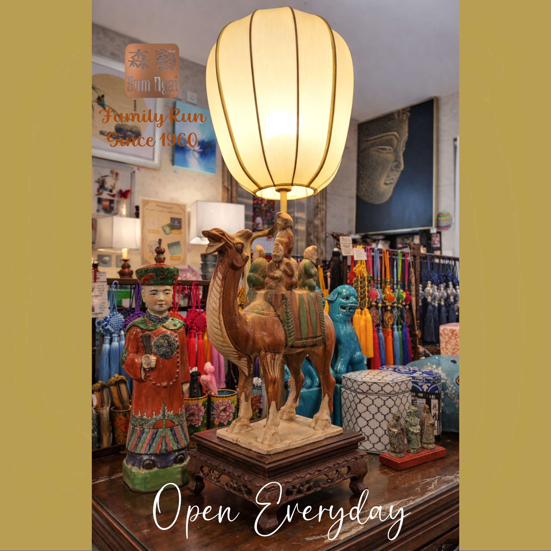 Sancai camel lamp, warm glow brings harmony, history, and charm.
📍 Visit our Kam Tin showroom - a space with character and history.
⭐Holiday & Sunday 11-4 | Mon-Sat 10-5
🚗 Free parking on premises.
🚆MTR - Kam Sheung Rd Stn (8-minute walk)
#Sancai #CamelLamp #TangStyle #ChineseAntique #WarmGlow #HomeDecor #OrientalStyle #VintageCharm #GoodChi #TimelessDesign #ceramiccamel #customlamp #lampshade #sumngai #brassfactoryhongkong