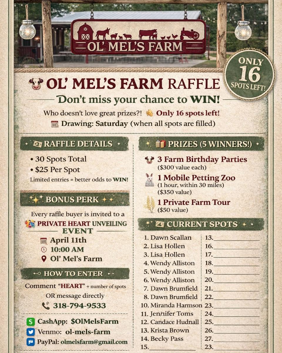 Please share! Thank you to all who have already purchased a spot. ❤️ #raffle #farm