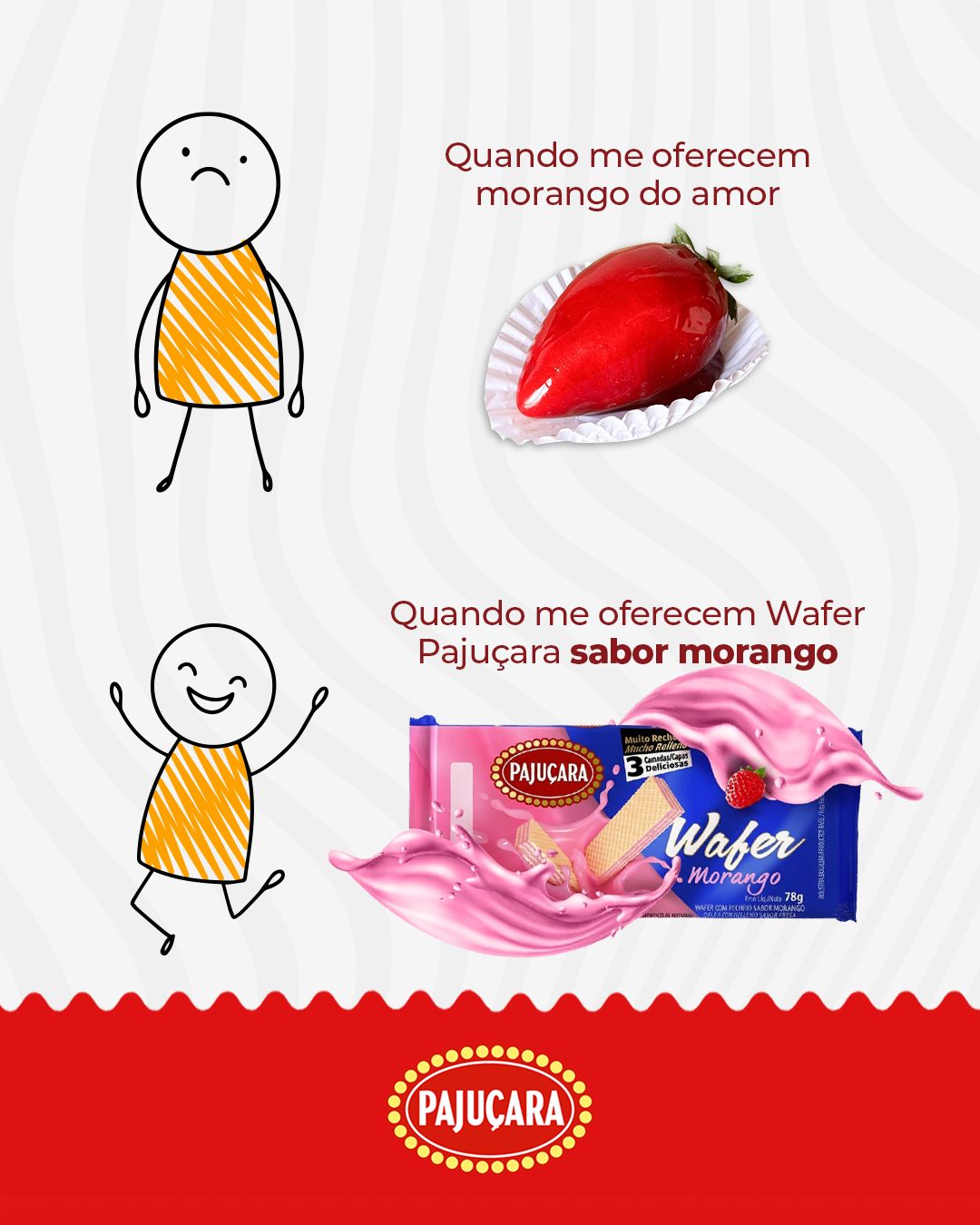 A felicidade tem sabor… e é de morango! 🍓
Nada como abrir um wafer da Pajuçara Alimentos e sentir aquele recheio cremoso com a crocância perfeita que derrete no momento certo.
❤️ Pajuçara - Há 50 anos o sabor que une gerações
🔍Quer saber onde tem produtos Pajuçara pertinho de você? Acesse o Pertinho de mim (Link na Bio)
💻 www.pajucara.ind.br