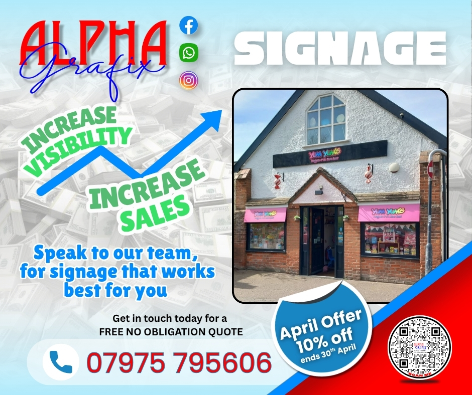 Yum Yums Sweet Shop new sign, looking great in the sunshine over the weekend, don't you think?
Do you want or need to update you signage, make your business stand out or attract new customers? Well, then why not give us a call, let's work together to make it happen.
#alphagrafix #norfolk #YumYums #Yumyumsweetshop #signage