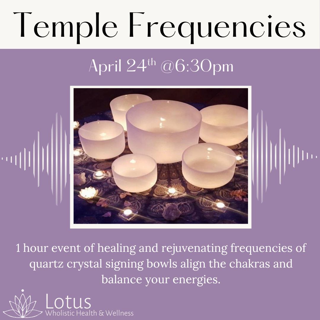 ✨Join us and let the healing vibrations wash over you at our Temple Frequencies class tomorrow at 6:30pm.✨
🎵The harmonic tones and frequencies from our quartz crystal bowls resonate with the body and energy center to help you connect with your inner self. Immerse yourself in the magic of sound healing and experience this soothing symphony for your soul.✨🔮🎶
Preregistration is required.
Book online: https://www.lotuswholistictherapy.com/book-online?category=f78a6189-7b03-416a-b370-ed66b561c5e1
#Lotuswholistictherapy #awakendiscoverthrive #TrentonMI #massage #reiki #yoga #wellness #reiki #downrivermimassage #downrivermi #temple #frequencies #soundwaves #soundhealing #crystalbow
