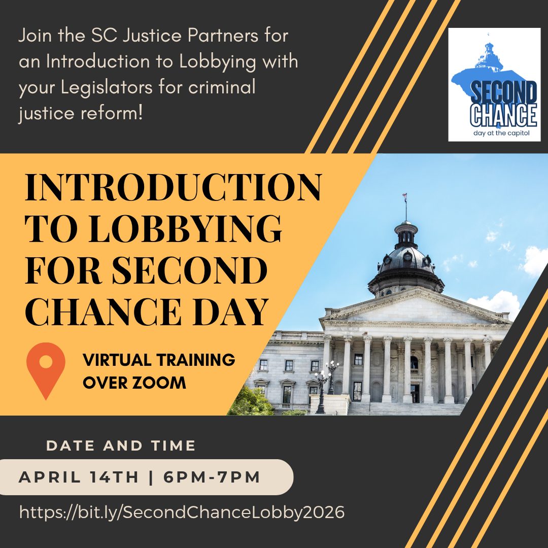We are less than 30 minutes away from our "Intro to Lobbying" Presentation for tomorrow's Second Chance Day at the SC Statehouse! We'll see you at 6pm tonight (April 14, 2026)! Link in the comments!
https://www.scadp.org/event-details/introduction-to-lobbying-training-for-second-chance-day-1
