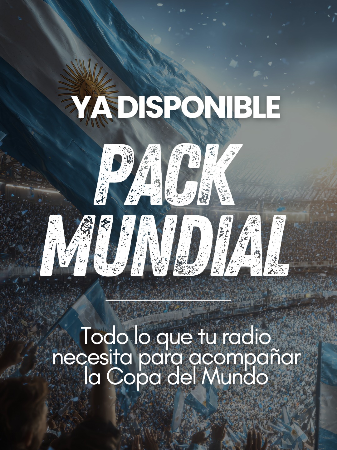 ⚽ El Mundial no solo se vive… también se hace sonar!
Si querés que tu emisora tenga una propuesta fuerte, profesional y distinta durante la Copa del Mundo, PASAPORTE MUNDIAL 2026 es para vos.
🎙 Incluye 20 piezas de artística personalizadas con los datos de tu radio
📰 Más de 100 grajeas y microinformes listos para salir al aire
📲 Pack de imágenes para redes para acompañar la comunicación en digital
📍 Y además, exclusividad zonal para que tu emisora tenga una propuesta única en su mercado
Todo pensado para que tu radio se vista con el clima del Mundial, sume valor a la programación y conecte con la audiencia con contenido atractivo, actual y 100% radial.
Reservalo ahora y asegurá tu lugar para vivir el Mundial con identidad propia!