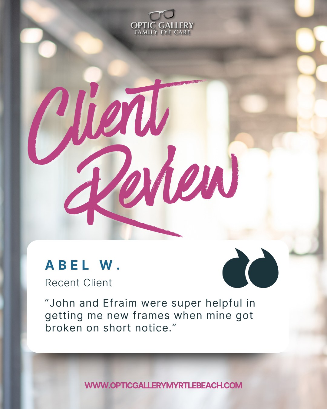 Broken glasses? Don’t stress, we’ve got you covered. 👓✨
At Optic Gallery, we know life happens. Whether your frames snapped, your lenses scratched, or you just need a quick replacement, our team is here to help you get back to seeing clearly, fast.
From emergency fixes to full eye exams and stylish new frames, we make the process easy, seamless, and stress-free.
Stop by or give us a call, we’ll take care of you.
#OpticGallery #EmergencyEyecare #GlassesRepair #SeeClearly #EyewearStyle