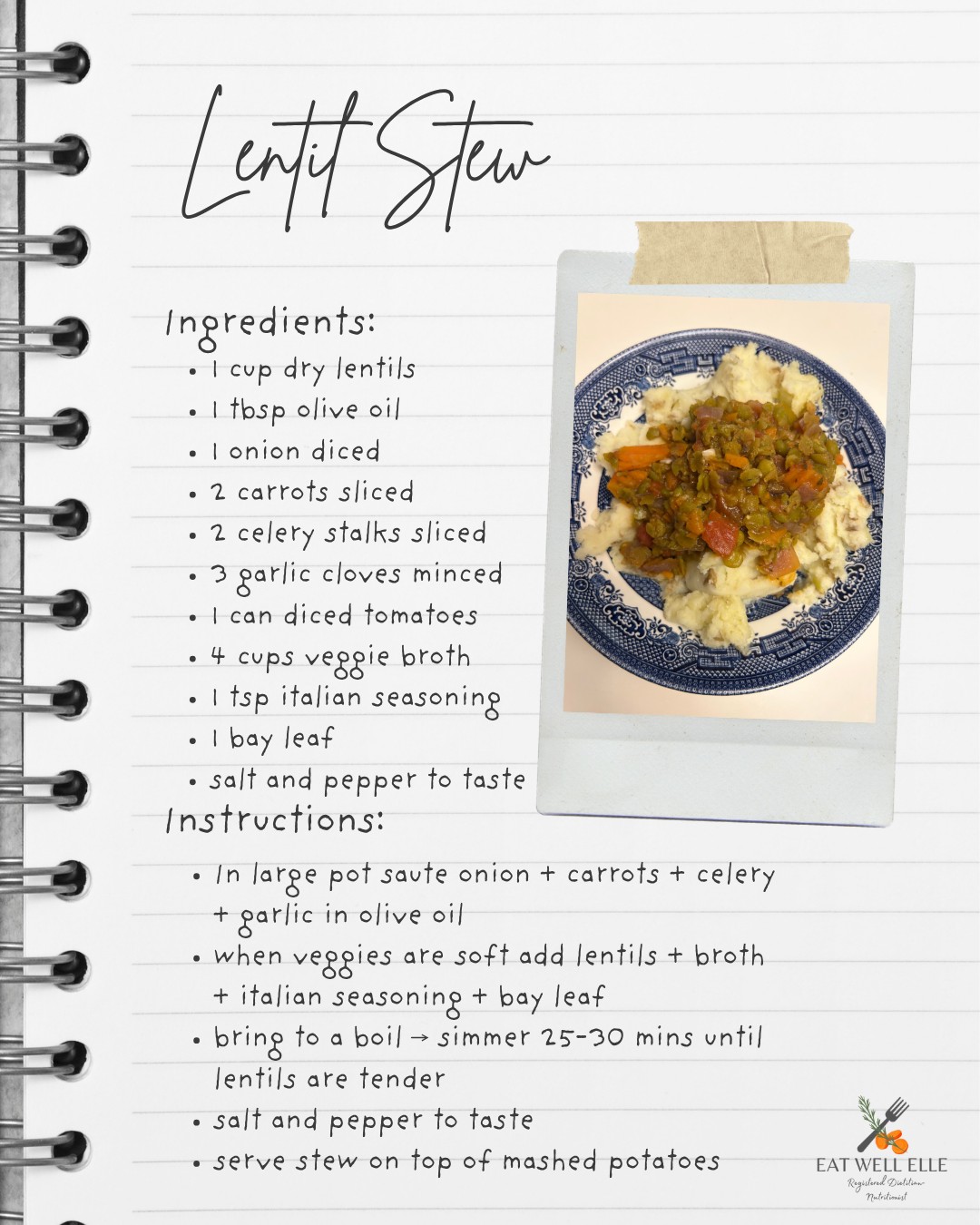 #eatwellelle #rdeats #onmytable #dietitian #lentils #protein #fiber #mealplanning #dinnerideas #vegetarianrecipes #veganrecipes #feelbetter #homecooking