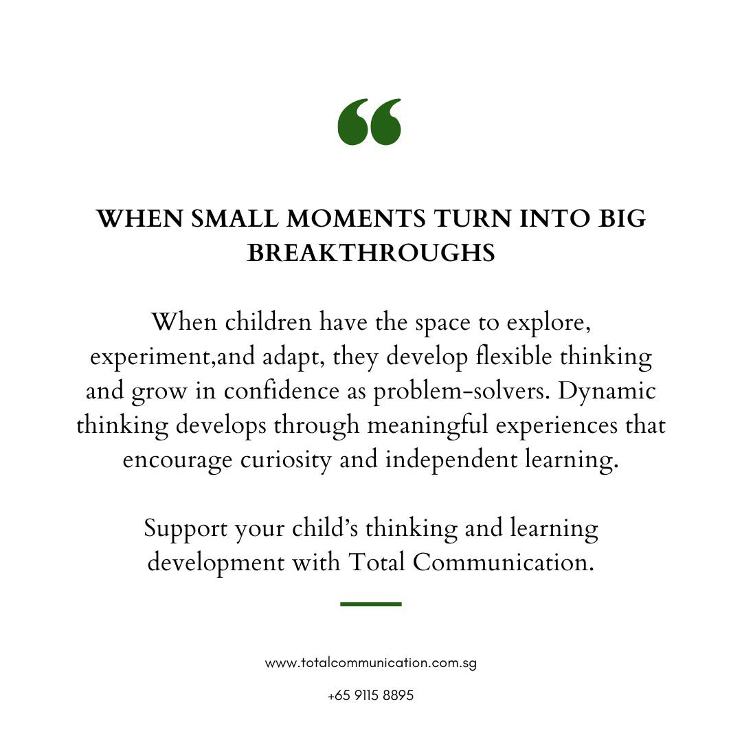 Big breakthroughs start with small, meaningful moments.
Connect with us today, to learn more.
Call/WhatsApp: +65 9115 8895
#earlylearning #DynamicThinking #childdevelopment #growthmindset #ParentingJourney #learningthroughplay