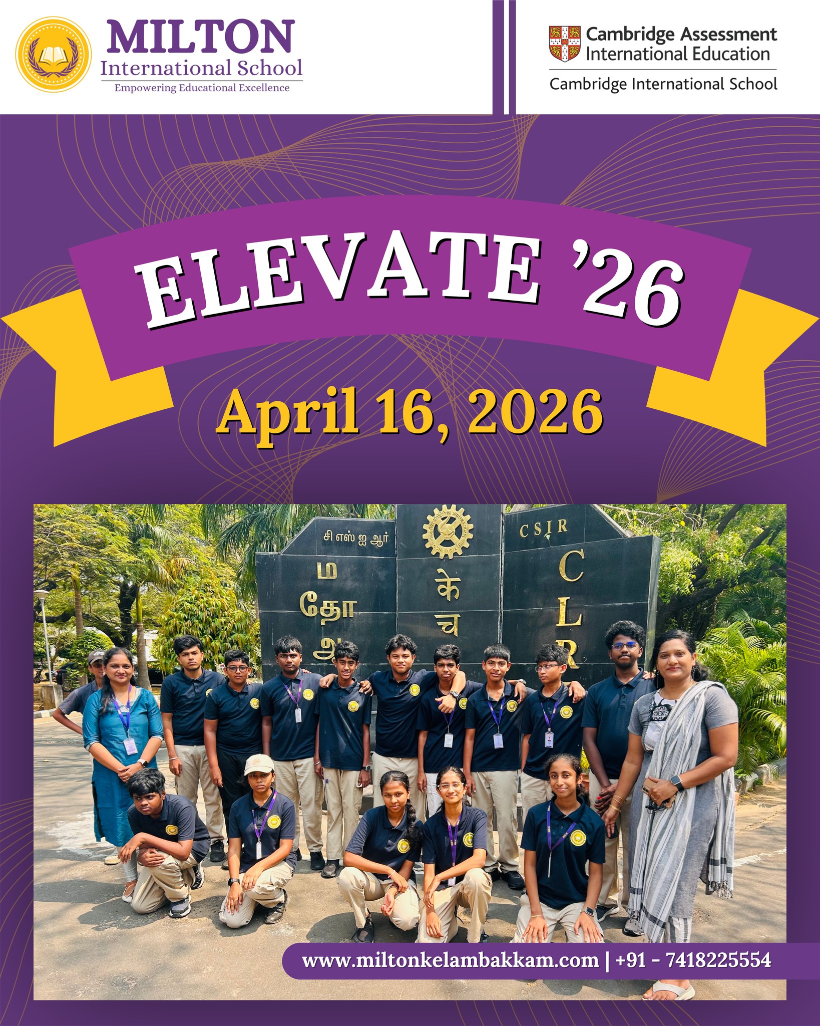 𝗘𝗹𝗲𝘃𝗮𝘁𝗲'𝟮𝟲 | 𝗜𝗻𝗱𝘂𝘀𝘁𝗿𝗶𝗮𝗹 𝗩𝗶𝘀𝗶𝘁 𝘁𝗼 𝗖𝗟𝗥𝗜
Our Grade 9 and above students stepped beyond the classroom today as part of Elevate'26 — a specially curated program designed to inspire and empower our senior learners!
Students had the incredible opportunity to visit the Central Leather Research Institute (CLRI), gaining real-world exposure, hands-on insights, and a deeper understanding of science and innovation in action.
At Milton International School, we believe learning has no boundaries — and experiences like these ignite curiosity, broaden horizons, and shape future innovators.
#MISElevate #MiltonInternationalSchool #CLRI #CSIR #CambridgeEducation #Alevel #ASlevel #IGCSE