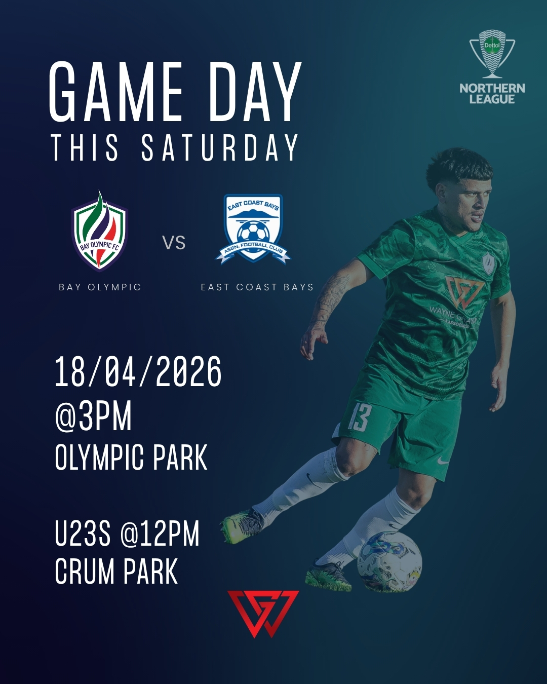 Another home game this Saturday for our Men’s First Team as we take on East Coast Bays ⚽️
Come down and support the boys — Bar & Kitchen open 🍻
📍 Olympic Park
🕒 Kickoff: 3:00pm
U23s: 12pm – Crum Park (time changed from earlier post)