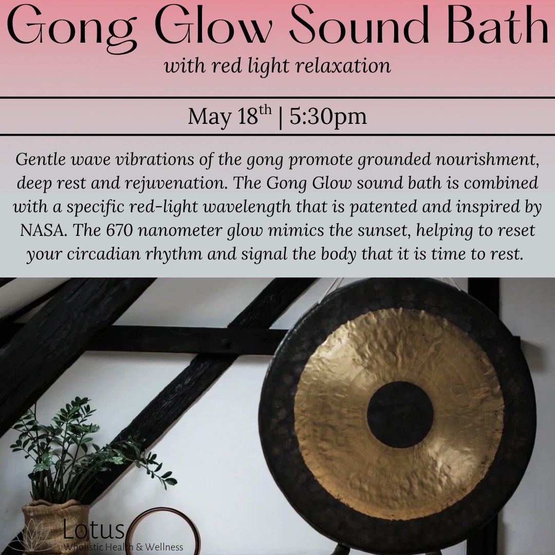 ✨Gong Glow Sound Bath with red light relaxation✨
May 18th at 5:30pm
Rest, rejuvenate and promote grounded nourishment with the gentle vibration of the gong. Combined with a specific red-light glow that mimics the sunset, to help reset your circadian rhythm and signal the body that it is time to rest.
Registration is required.
Book online: https://www.lotuswholistictherapy.com/book-online?category=f78a6189-7b03-416a-b370-ed66b561c5e1
Purchase the Sound Bath bundle: https://www.lotuswholistictherapy.com/plans-pricing
#Lotuswholistictherapy #awakendiscoverthrive #TrentonMI #massage #reiki #yoga #wellness #reiki #downrivermimassage #downrivermi #frequencies #soundwaves #soundhealing #Gong #soundbath #RedLightTherapy