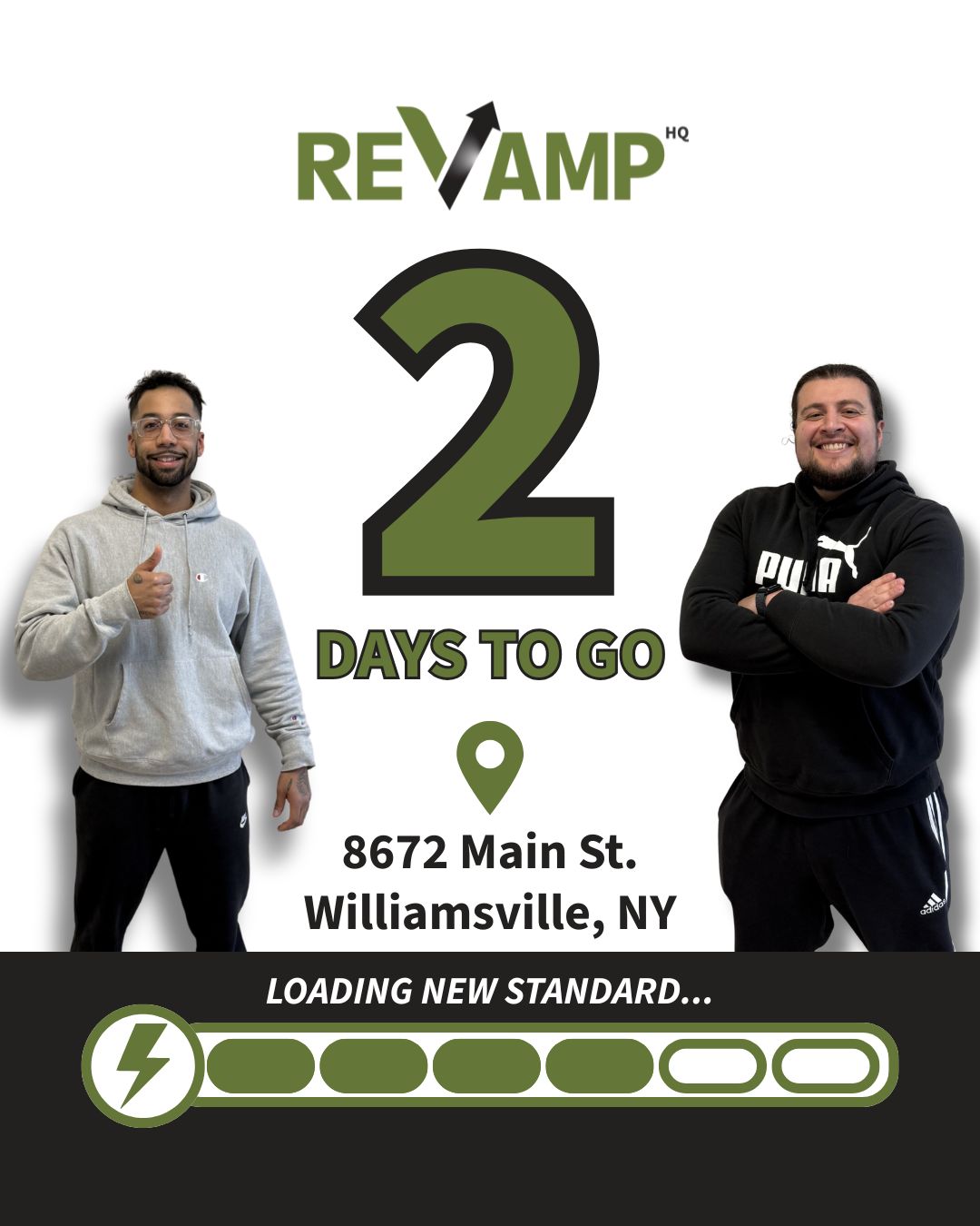 Another day closer to the New Standard. We are officially 48 hours away from the Revamp HQ Grand Opening!
Josh and Charles are locked in and ready to help you hit the turf. We’re bringing a whole new energy to Williamsville, don't miss your chance to be part of the launch.
🔗 Link in bio to secure your spot!