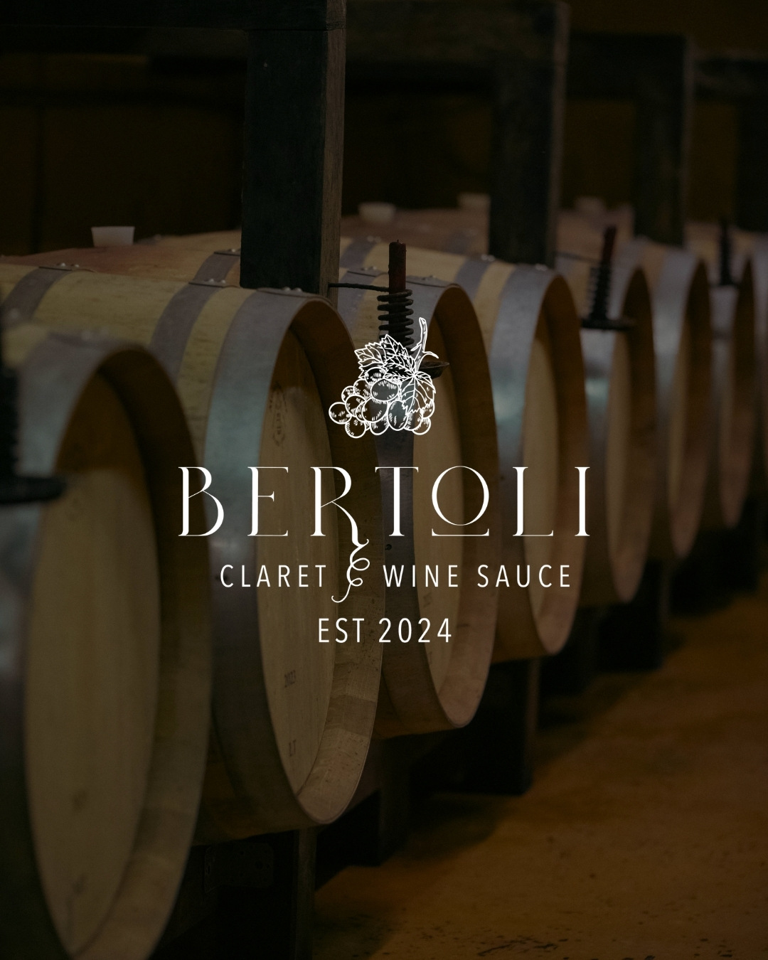 Bertoli Claret Wine Sauce - sophisticated, Earthy and delicious.
This branding was so fun to create - leaning into the vibes of the winery and vineyard. We chose the color palette based on a vineyards deepest, most rich colors. Then we carried that sophistication into the type and logo mark. The swirls and curves of the letters mimic the pouring of the sauce and splashing of the wine in a glass.
What a privilege it was so work with this awesome brand.. you should check them out!
