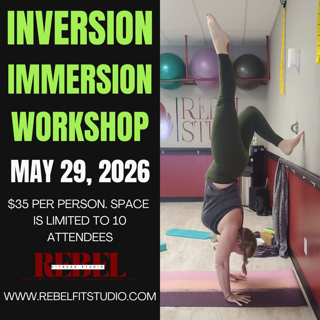 🔥 Inversion Immersion Workshop — May 29 at 6PM
Ready to flip your perspective? Join Claire for a 2‑hour deep dive into the fundamentals of inversions inside our Fire Yoga Studio. You’ll flow, strengthen, and learn how to safely approach a variety of inversion postures — perfect for beginners looking to build confidence or seasoned yogis wanting to refine their practice.
💸 $35 | Limited to the first 10 people
Save your spot before it fills. Register on our website book-a-class page!
#hotyogalife #mytribe #selfcare #groupfitness #danvillein #hendrickscountyindiana #rebelfitstudio #brownsburgindiana #rebelsalwaysrise #plainfieldindiana #avonin #shoplocal #smallbusiness #yogaisforeverybody #yogaeverydamnday #317yogis