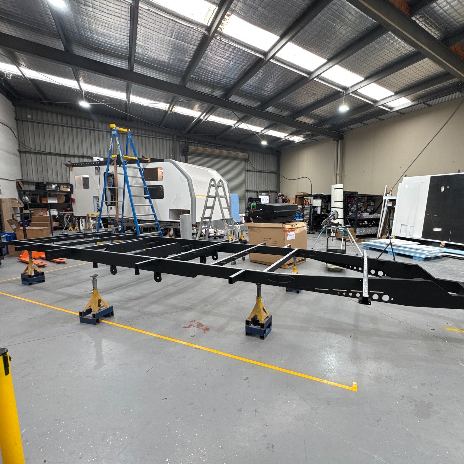 Did you know? 👀
We build every chassis in house.
Why does that matter?
Because it gives us complete control over quality from day one. No guessing, no compromises, no “she’ll be right” moments hiding underneath your van.
It also means we can build your chassis to suit your exact setup
✔ Water tank locations placed where they actually make sense
✔ Axle position dialled in for proper balance
✔ Weight distributed the way it should be
End result?
A van that tows smoother, safer, and more stable, not one that feels like it’s trying to argue with your tow vehicle.
We offer 4 different chassis designs depending on your build and tow vehicle:
• 2 lightweight options for those vehicles with 3.5t Towing
• 2 heavy duty options for those bigger HD trucks that allow 4.5t towing.
Because a good van starts where you can’t see it.