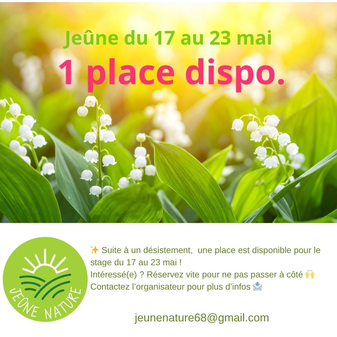 Suite à un désistement, une place est disponible pour le stage du 17 au 23 mai !
Intéressé(e) ? Réservez vite pour ne pas passer à côté.
Contactez l’organisateur pour plus d’infos