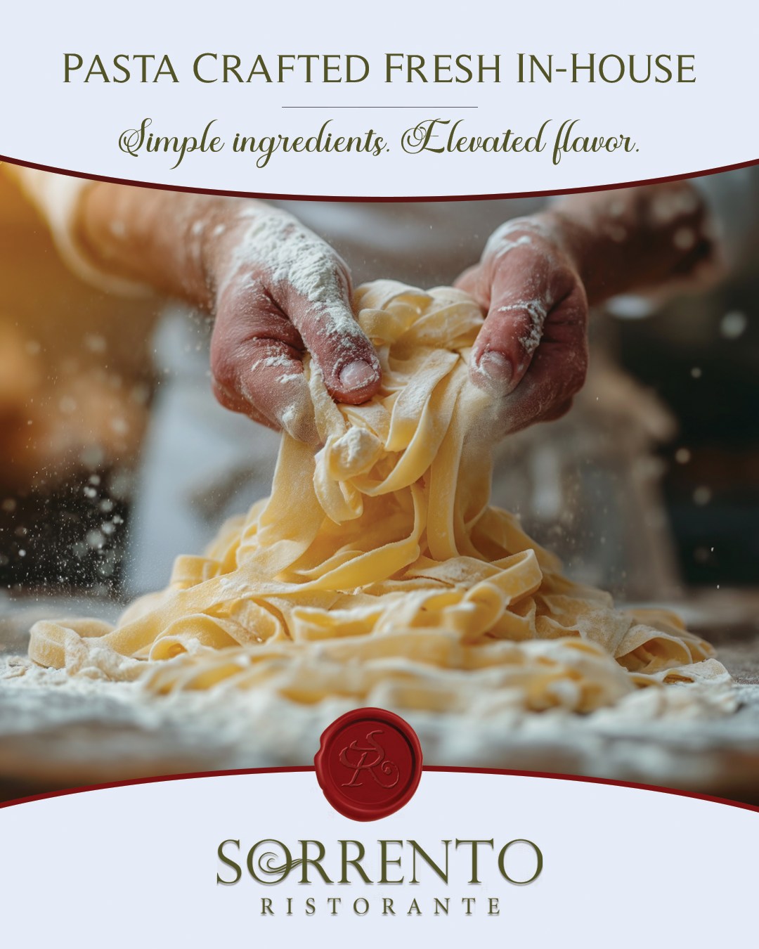 Handmade. House-crafted. Unforgettable. 🍝
From dough to dish, every strand of pasta is made fresh in-house—simple ingredients, elevated flavor.
Come taste the difference. ✨
#InHouseMade #FreshPasta #ItalianCuisine #FoodLovers #EatWell #SorrentoHouston #houstonitalianfood #HandmadePasta