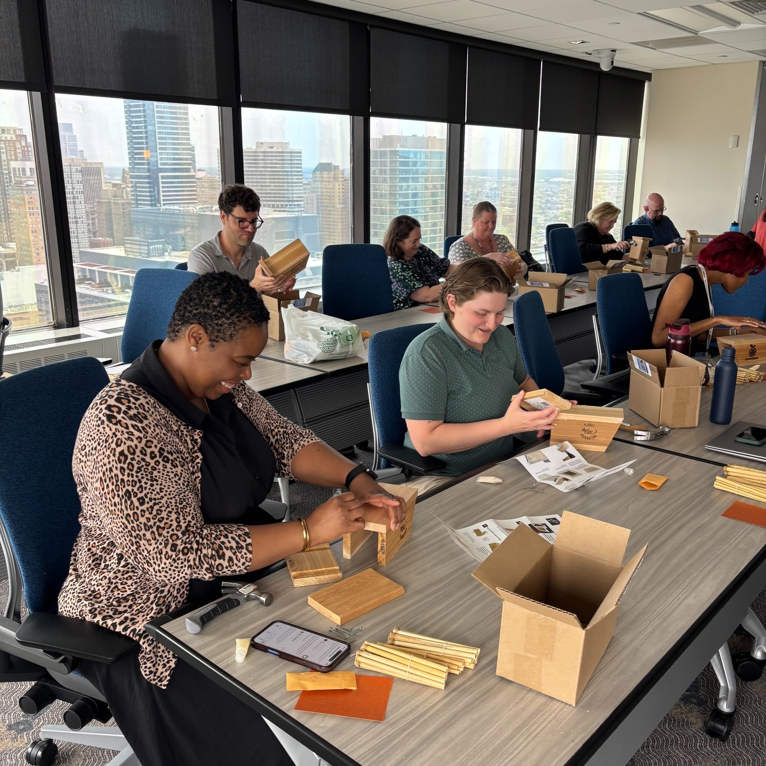 25 @pecoconnect employees in Philadelphia spent part of Earth Month building Native Bee Nest Houses with Planet Bee Foundation 🌼🐝
Along the way, they learned the difference between honey bees and native bees. They also learned why native bees are some of nature’s most powerful pollinators. These nest houses will also help track which species are living right in our own backyards.
Small homes, big impact for pollinators.
#EarthMonth #NativeBees #Pollinators #PlanetBee