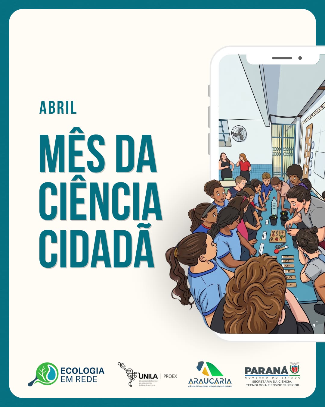 Abril é o mês da Ciência Cidadã 🌎🔬
Uma celebração internacional que incentiva a participação da sociedade em pesquisas científicas.
Seu objetivo é apoiar a democratização do conhecimento científico, mostrando que qualquer pessoa pode contribuir, gerando impactos positivos para o meio ambiente e a qualidade de vida.
Quer fazer parte?
👉 Acesse o link na bio e conheça projetos próximos a você!
Texto/Design: Julia Nayara e Jaciely Vieira