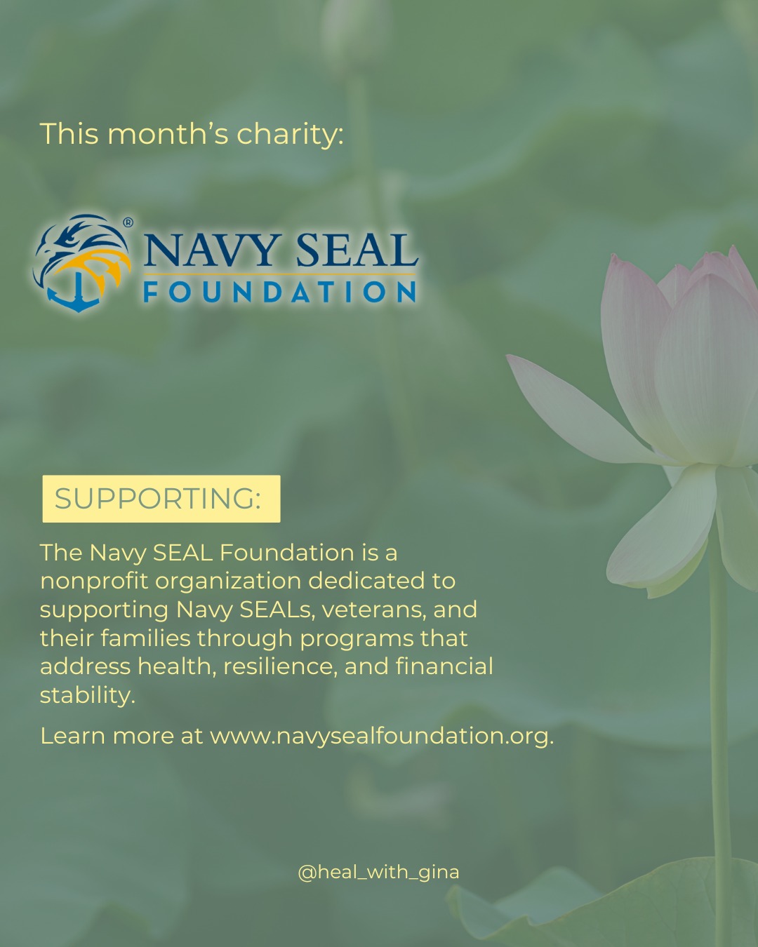This month I’m supporting the Navy SEAL Foundation. An organization committed to serving the warriors of Naval Special Warfare and the families who stand beside them.
When those who dedicate their lives to protecting others are supported with care and resources, it creates a ripple effect of strength, resilience, and stability within their communities.
If this mission speaks to you, I invite you to learn more and get involved. Every act of support helps make a meaningful difference. 🤍
#NavySEALFoundation #SupportOurTroops #VeteransMatter #GiveBack #HonorTheFallen