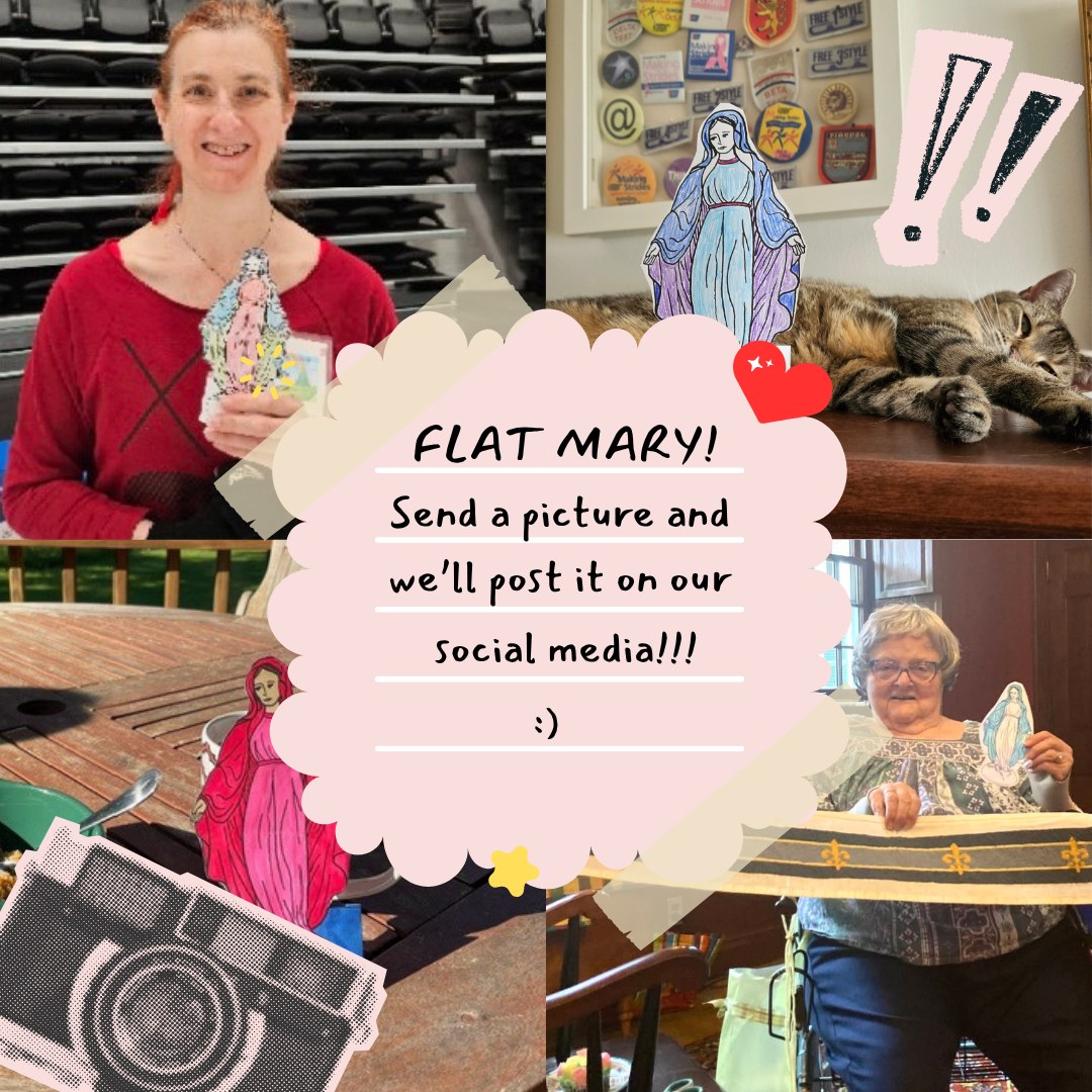 Flat Mary is BACK! Color her however you like, cut her out, and snap a picture! Email your photos to office@st-marys-episcopal.org and we'll post it to our socials! Flat Mary has been all over the world, from New York all the way to Tanzania! Where will she go next? ✨