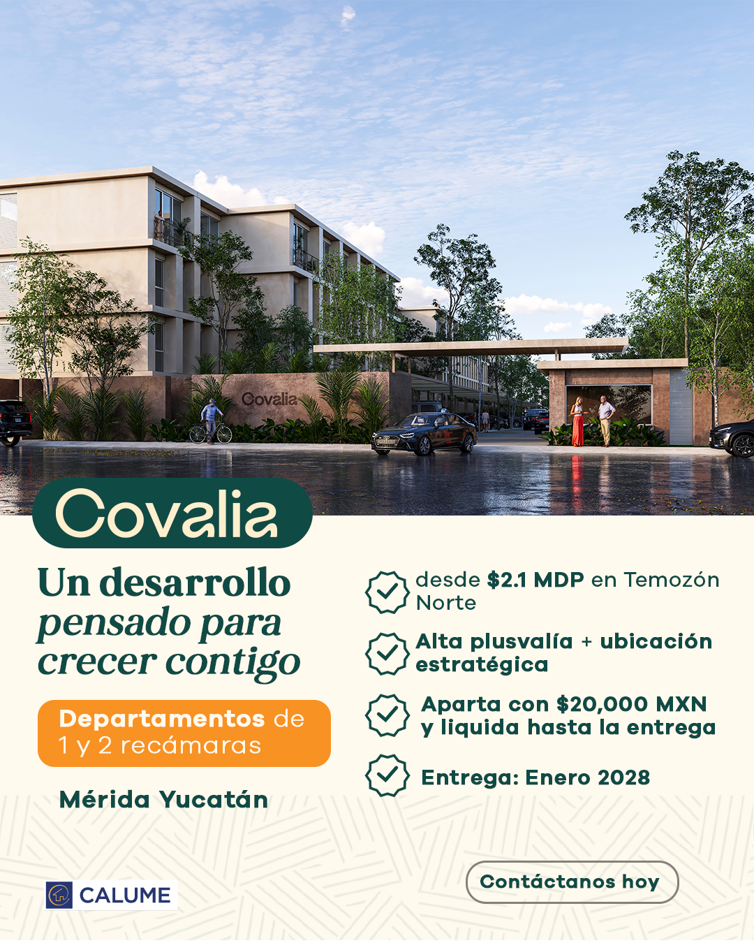 #COVALIA es un desarrollo de 56 departamentos en Temozón Norte, una de las zonas con mayor crecimiento y proyección en Mérida, Yucatán.
Un proyecto pensado para invertir con visión, sin dejar de lado la comodidad de vivir bien hoy.
Adquiérelo con el 25% de enganche y liquida el resto hasta su entrega, con el crédito hipotecario que mejor se adapte a ti.
👉 Conoce más y agenda tu asesoría personalizada
#Merida #Yucatan #TemozonNorte #VivirEnMerida #BienesRaicesMerida #MeridaBlanca #NorteDeMerida