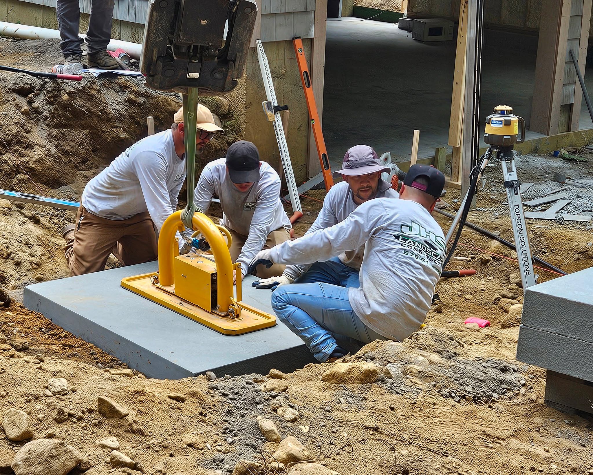 Ever wonder how we move massive stone slabs into place?
It takes a great team of course and a little help from this vacuum attachment doing the heavy lifting as we set this beautiful bluestone slab. This allows for precise placement while protecting the stone and keeping the installation safe for the team.
Breaking ground on a project is always so exciting! Thereās nothing quite like watching a project youāve been designing for months finally come to life.
@jhs_landscape_const
@dpturf.irrigation
#LandscapeArchitecture #HardscapeDesign #DesignBuild #Bluestone #AngieVergeLandscapeDesign