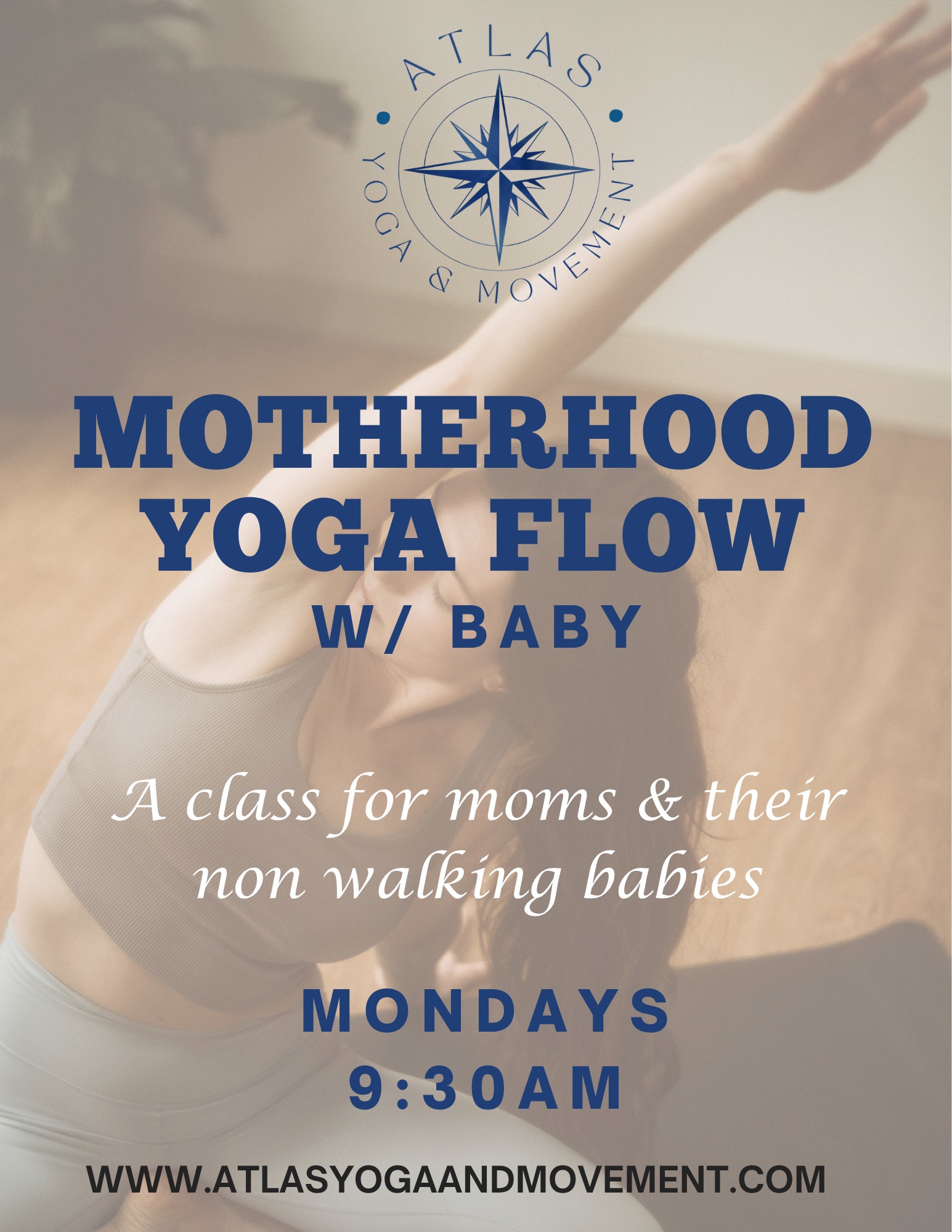 NEW CLASS!!!!!
MOTHERHOOD YOGA FLOW w/ Baby
A class for moms & their babies (non-walking age)
---------------------------------------------------------------
A heart-centered yoga class designed to support both you and your baby during this special time. Led by Emily Evangelistaātrained in hatha, prenatal, and baby yogaāthis class offers gentle movement, breathwork, and connection in a welcoming, judgment-free space.
⨠What to expect:
⢠Soft, supportive yoga flow
⢠Time for baby connection + bonding
⢠Mindful pauses, rest, and presence
⢠A space to connect with other moms
Emily brings over a decade of personal practice and years of teaching experience, along with a real-life, mom-to-mom approach as a mother to her son Luca. She creates space for you to show up exactly as you areāno pressure, just support.
š
Series begins June 1st
āļø Register per class (even day-of!) ā because flexibility matters in this chapter of life with your baby
Come as you areāsupported, grounded, and never alone.
REGISTER HERE:
https://www.vagaro.com/cl/xZXt3QEanAKqp409-1ScLW9oWfU90n4Gdhvcq1Qw4Es=