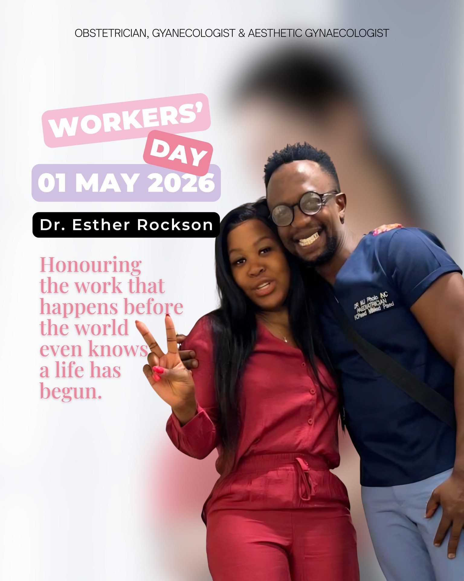 On Workers' Day, we celebrate the people who show up. Every day. Every night. Every 2am call.
This is Dr. Molefi J. Pholo, paediatrician and neonatologist. The person who takes over the moment I place a baby in the world. I bring them here. He makes sure they thrive. There is no greater partnership than that.
To every healthcare worker showing up today - your work is seen. Your dedication matters. Happy Workers' Day💜
- Dr. Esther Rockson
Obstetrician · Gynaecologist · Aesthetic Gynaecologist
Busamed Hospital, Modderfontein | Linbro Park
#workersday #drestherrockson #obgyn