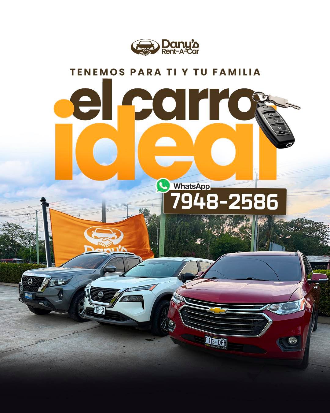 🚗✨ ¡Tenemos para ti y tu familia el carro ideal!
En Dany’s Rent A Car contamos con vehículos cómodos, modernos y listos para acompañarte en cada aventura por El Salvador 🇸🇻
Ya sea para viajes, trabajo o paseos en familia, tenemos la opción perfecta para ti 💪🏻
📲 Escríbenos por WhatsApp:
https://wa.me/79482586
🔥 Atención personalizada
🚘 Variedad de vehículos
💯 Confianza y calidad garantizada
¡Reserva hoy y maneja el carro que mereces! 💥