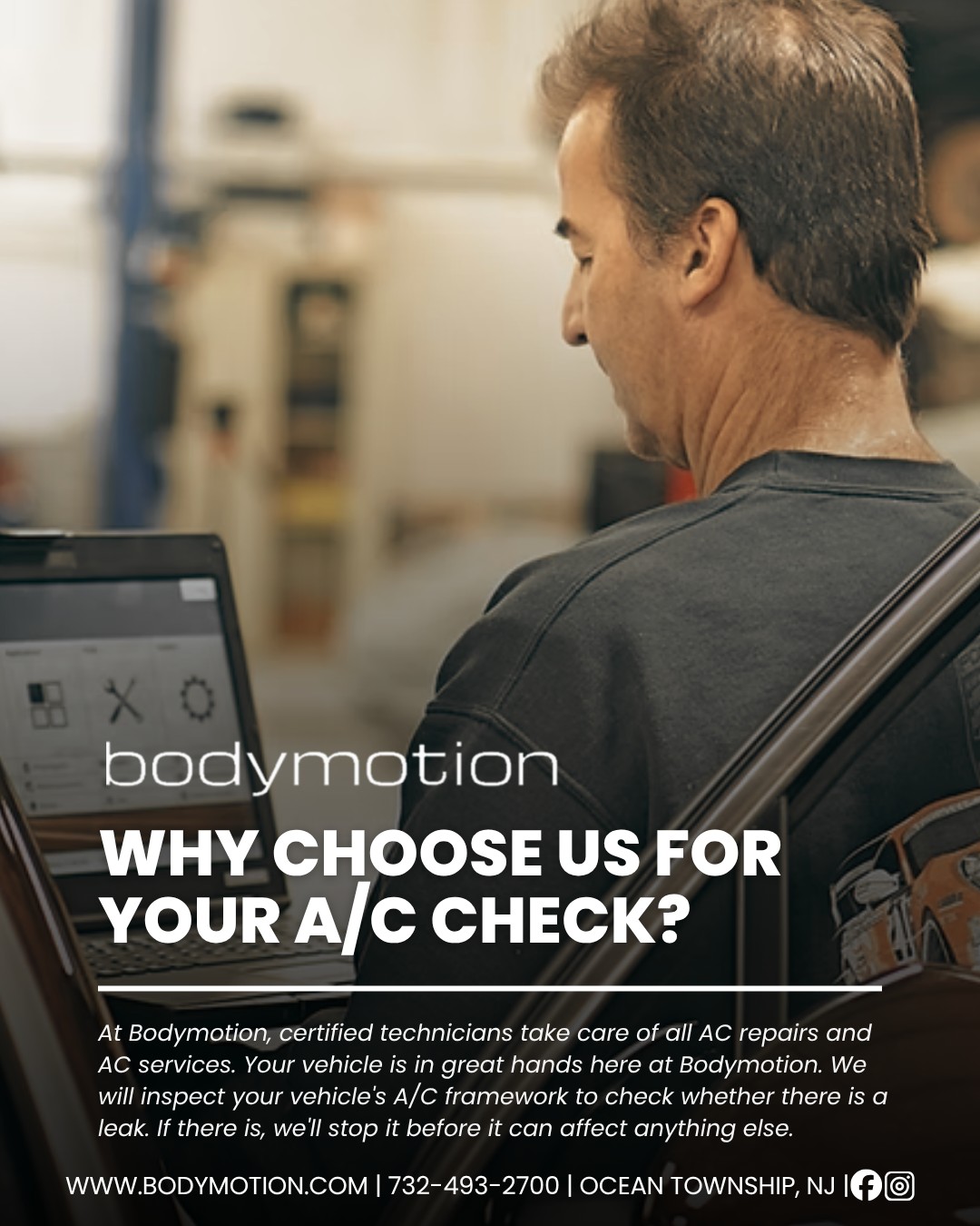 Don’t let a broken A/C leave you sweating! Choose Bodymotion and let our team of experts ensure that your system is running at its peak performance so you can enjoy a comfortable ride all Summer long❄️🚗
We’re in motion to keep you in motion 🧑🔧
www.bodymotion.com | 732-493-2700
#Bodymotion #40yearsofservice #AutoCare #collisionrepair #monmouthnj #newjerseybusiness #customerservice #autobody #autorepair #bodyshopnearme #autobodyshopnearme #autorepairshopsnearme #carACrepair #vehicleACservice #staycool #summerride #coolcar #ACcheck #automotiveAC #njautorepair #carcomfort #roadtripready #summertuneup #mechaniclife #trustedtechnicians #coolride #heatwaveprep #autoACmaintenance