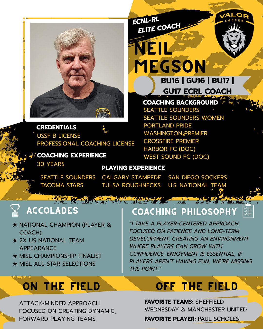 Meet the coaches behind our U13-U19 ECNL-RL Teams
With the addition of Anthony Taylor, Johann Contasté, Jill Gree & Randy Ortiz, joining Ray Johnson & Neil Megson, this group brings the experience and leadership expected at the ECNL-RL level.
Take a moment to get to know the coaches leading our Elite pathway for the 2026-27 playing cycle. #CoachesSpotlight #ECNLRL #WeAreValor #ValorPride
To register your player for our upcoming tryouts, click the link in our bio.