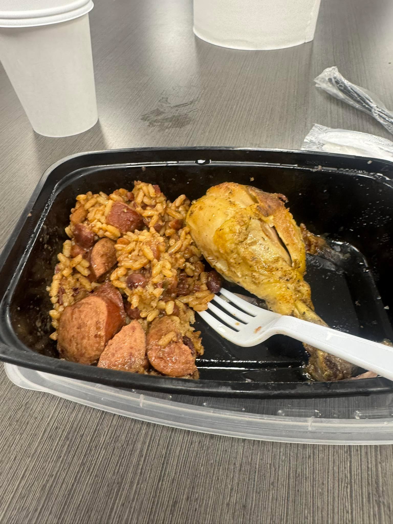 This rice n beans and baked chicken I made yesterday was slamming. Save a little bit for the road.
