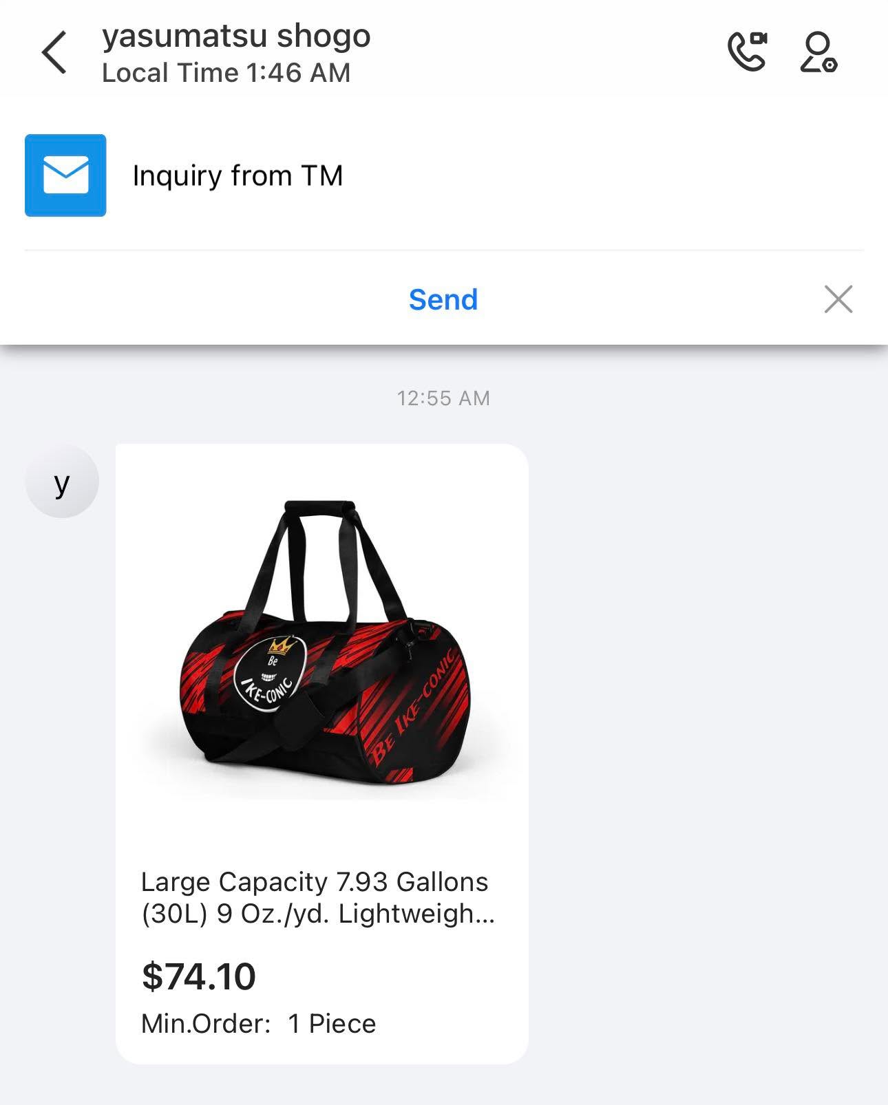 Meanwhile somebody way across seas with a name I can’t pronounce is inquiring about MY brand.