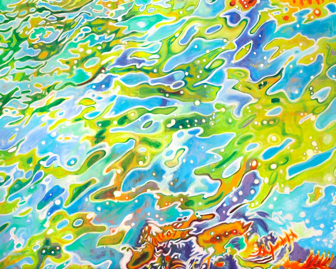 What might be lurking underneath?
Danielle Eubank
Santa Cruz Island IV
Oil and ink on linen
40x30 in
#santacruz #island #art #seaweed #contaminates #channelislands #water #losangelesartist #waterreflection #painting