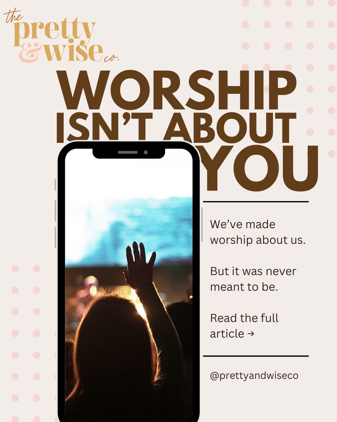 If you’ve ever said…
“Worship just wasn’t that good today.”
This is for you.
Because what if the problem isn’t the music…
or the atmosphere…
or the church…
What if it’s how we’re showing up?
New article is live. This is your wake-up call.
LINK IN BIO
#FaithJourney #prettyandwiseco #WomenOfFaith #ChristianWomen #PursueJesus #KingdomWomen #SheIsHisPodcast #CommunityInChrist #EncouragementForToday #ChristianEncouragement #worshipmusic #modernworship
