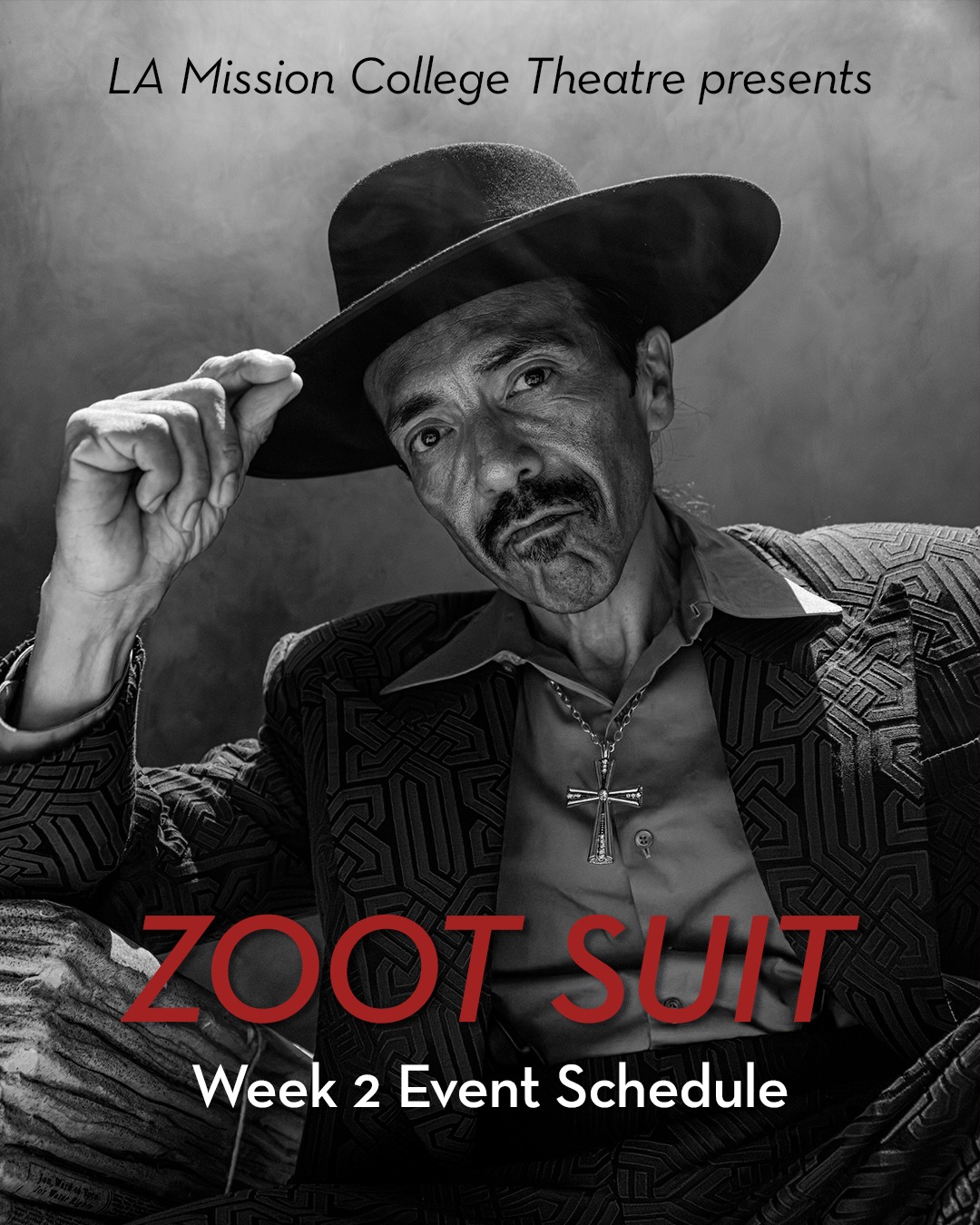 “Zoot Suit” is not just a musical, it’s movement 🎵🙌LA Mission College Theatre is hosting a variety of events to celebrate the production and the rich history of Chicano culture. Join us for literature, dance, fashion, food and much more. And visit lamcstage.com to reserve your tickets to Zoot Suit today! 🎭
📅 Thursday, May 21
Free pre-show event! 6:00 pm—“Zoot Suit in Popular Culture” — Panel led by Prof. Gustavo Jimenez (Chicano Studies, LA Mission) with ‘Death to Pachuco’ graphic novel author, Henry Barajas
Tia Chucha’s Centro Cultural pop-up bookstore
📅 Friday, May 22
Pre-show event! 6:00-6:45 pm Birrieria La Mera Mera del Valle taco truck
📅Saturday, May 23
Free pre-show event! 6:00 pm — Dance performance by Grupo Folklorico Huitzillin
@tiachuchas @gfhuitzillin_ @henrybarajas @birrierialamerameradevalle
LA Mission College Theatre Arts presents “Zoot Suit,” written by Luis Valdez and co-directed by Robert Cucuzza and Raúl Cardona. “Zoot Suit” will be presented May 15-31, 2026 in the AMP Theater on the LA Mission College campus in Sylmar, CA. Tickets start at $10 and can be purchased through www.lamcstage.com. LA Mission College will be hosting a variety of cultural events coinciding with many of the twelve shows. For the performance and event schedule, company list, and information about the show, visit www.lamcstage.com.
#lamissioncollege #zootsuit #pachuco #communityevent #SylmarCA