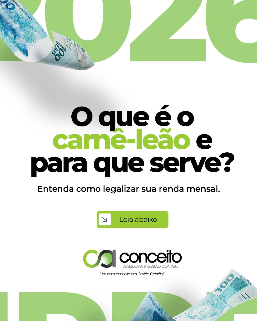 O que é o carnê-leão e para que serve?
Muitos profissionais caem na malha fina simplesmente por acharem que o imposto de renda só é pago e declarado uma vez por ano. Se você não tem CNPJ e recebe dinheiro de outras pessoas, o Carnê-Leão é uma rotina que não pode ser ignorada.
Ele é o recolhimento mensal e obrigatório do Imposto de Renda para quem atua como pessoa física. Você é obrigado a utilizar e pagar o Carnê-Leão se faz parte de algum destes grupos:
🔹 Trabalhadores autônomos;
🔹 Profissionais liberais (médicos, dentistas, advogados, psicólogos, etc.);
🔹 Pessoas que recebem aluguéis de outras pessoas físicas;
🔹 Pessoas que recebem rendimentos do exterior.
A emissão é feita diretamente no portal e-CAC, através do sistema Carnê-Leão Web. Você preenche os seus dados de recebimentos (e pode abater despesas dedutíveis com o livro-caixa), gera o documento e faz o pagamento.
Um detalhe muito importante que facilita a sua vida: todas as informações preenchidas no Carnê-Leão mensalmente já integram e alimentam a sua declaração pré-preenchida do IRPF no ano seguinte.
⚠️ Fique atento: não deixe para pagar tudo só na declaração anual. Não pagar o Carnê-Leão no prazo correto gera uma multa pesada de até 20% sobre o imposto devido, além de juros atrelados à taxa Selic.
Não corra riscos desnecessários com o Fisco e não perca dinheiro pagando multas. Fale com a nossa equipe para organizarmos os seus recebimentos mensais com total segurança!
📲 (51) 99954-9953 | 🌐 www.conceito.cnt.br
#ConceitoContabil #CarneLeao #ImpostoDeRenda #ProfissionalLiberal #ProfissionalAutonomo #MalhaFina #RendimentosDoExterior #ContabilidadeConsultiva #ReceitaFederal #GestaoFinanceira