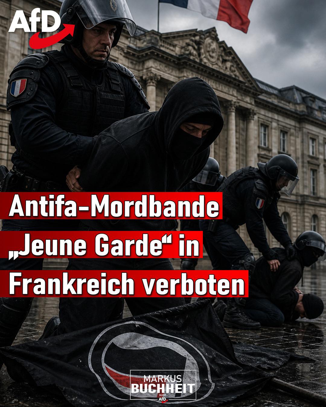 Frankreich übt den harten Umgang mit linker Gewalt: Die Antifa-Schlägertruppe Jeune Garde' wird verboten.
Nach der Ermordung des jungen Identitären Quentin Derange - am Rande einer Veranstaltung der extrem linken Partei um Jean-Luc Mélenchon LFI - greift die französische Justiz durch.
Der Staatsrat bestätigte die Entscheidung vergangenen Donnerstag.
Linke Gewalt darf nicht verharmlost, sondern muss mit der vollen Härte des Gesetztes bestraft werden - auch in Deutschland!