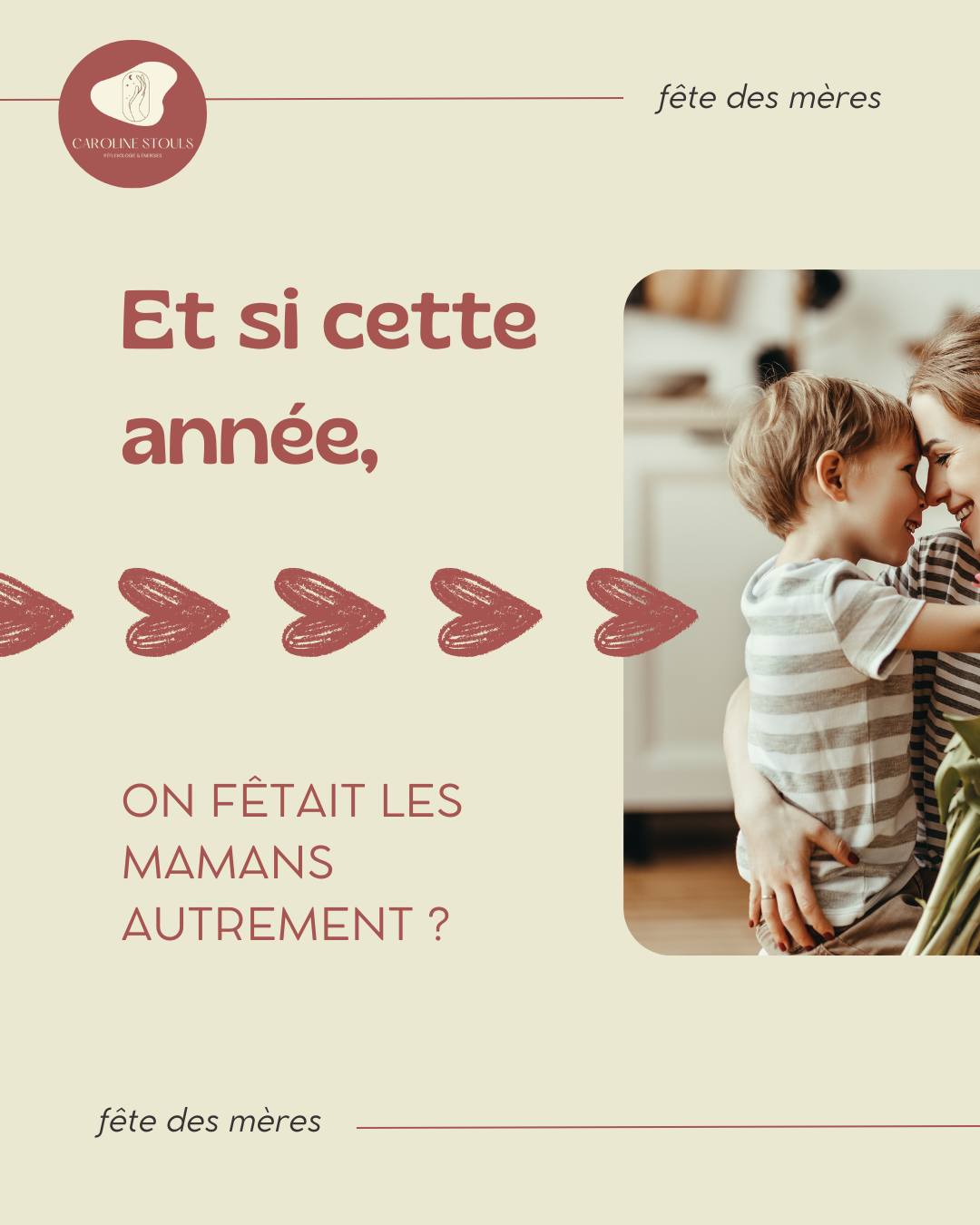 Pour la Fête des Mères… offrez-lui un vrai moment rien qu’à elle ✨
Oui, des fleurs c'est bien, mais les mamans ont surtout besoin de souffler, de relâcher la pression, de prendre soin d’elles.
Pour le 31 mai, offrez-lui :
👉 un vrai moment de détente
👉 un soin sur-mesure pour apaiser son corps et son mental
👉 un temps pour elle, hors du quotidien
🌿 Réflexologie plantaire, soin énergétique, ou un mix des deux : le bon cadeau est entièrement personnalisable et adaptable.
🧾 Le bon est valable pendant un an, elle peut donc choisir sa date tranquillement.
📩 Format numérique ou papier, selon vos envies.
🎁 Offrez un moment dont elle se souviendra longtemps
👉 Rendez-vous ici : https://www.carolinestouls-reflexologue-nantes.fr/bon-cadeau
Tout bénef’ 🤩
________________________________
✨ Réflexologie & énergies
🦶 Soins de réflexologie plantaire
👐 Soin énergétique
🌈 Réveillez votre énergie intérieure, retrouvez un équilibre émotionnel & découvrez le pouvoir d’auto-guérison
🌿 Créatrice de soins doux & thérapeutiques, 100% personnalisés pour soulager les tensions, libérer l’esprit et promouvoir un bien-être global
📆 Réservez votre parenthèse de bien-être
#FêteDesMères #IdéeCadeauMaman ##reflexologieplantaire