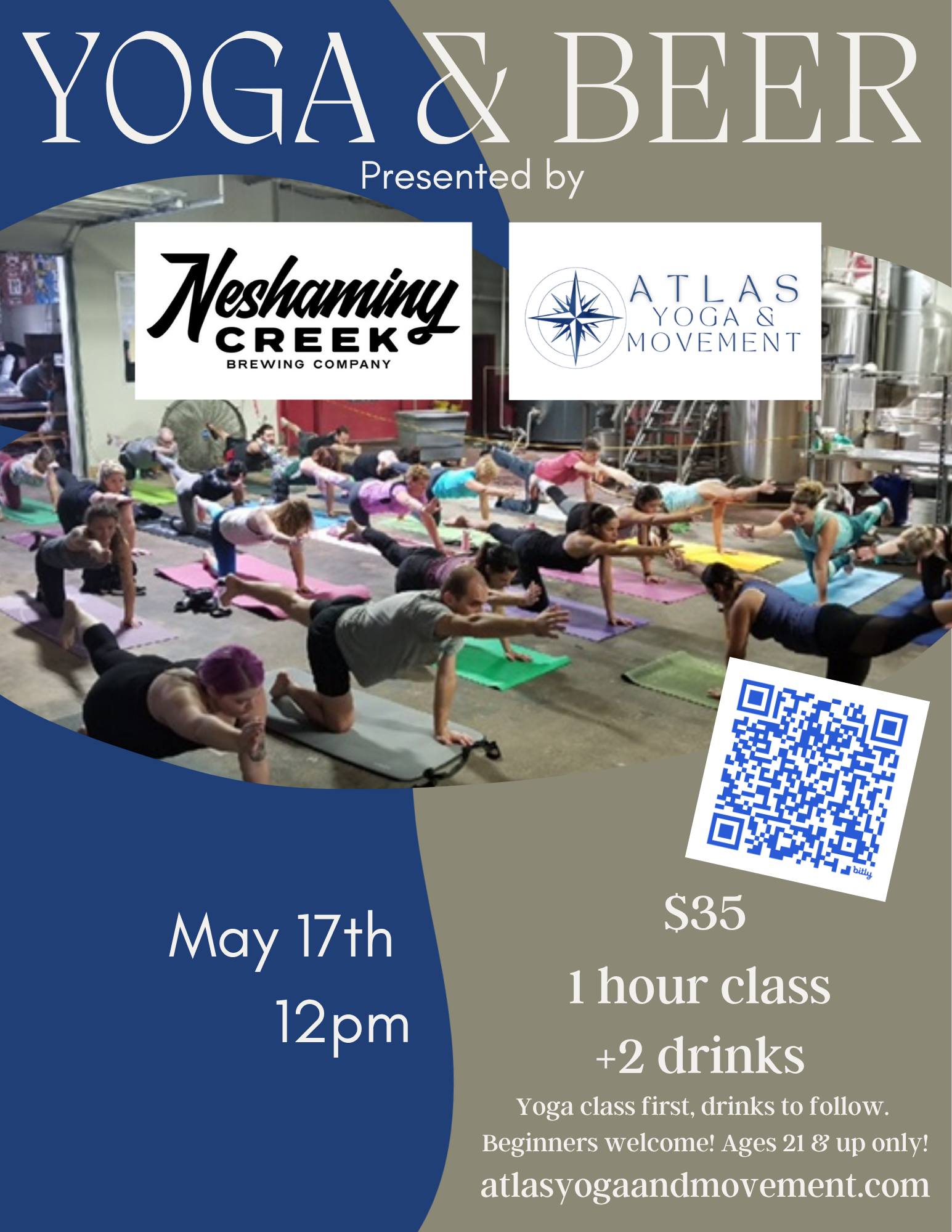 Is Yoga & Beer all about the beer?
Not at all.
This event is about movement, community, and shared experience. Yoga comes first ā followed by optional drinks and time together in the taproom.
Non-alcoholic options are available, making this a welcoming space for everyone.
Join us May 17th:
Link in bio